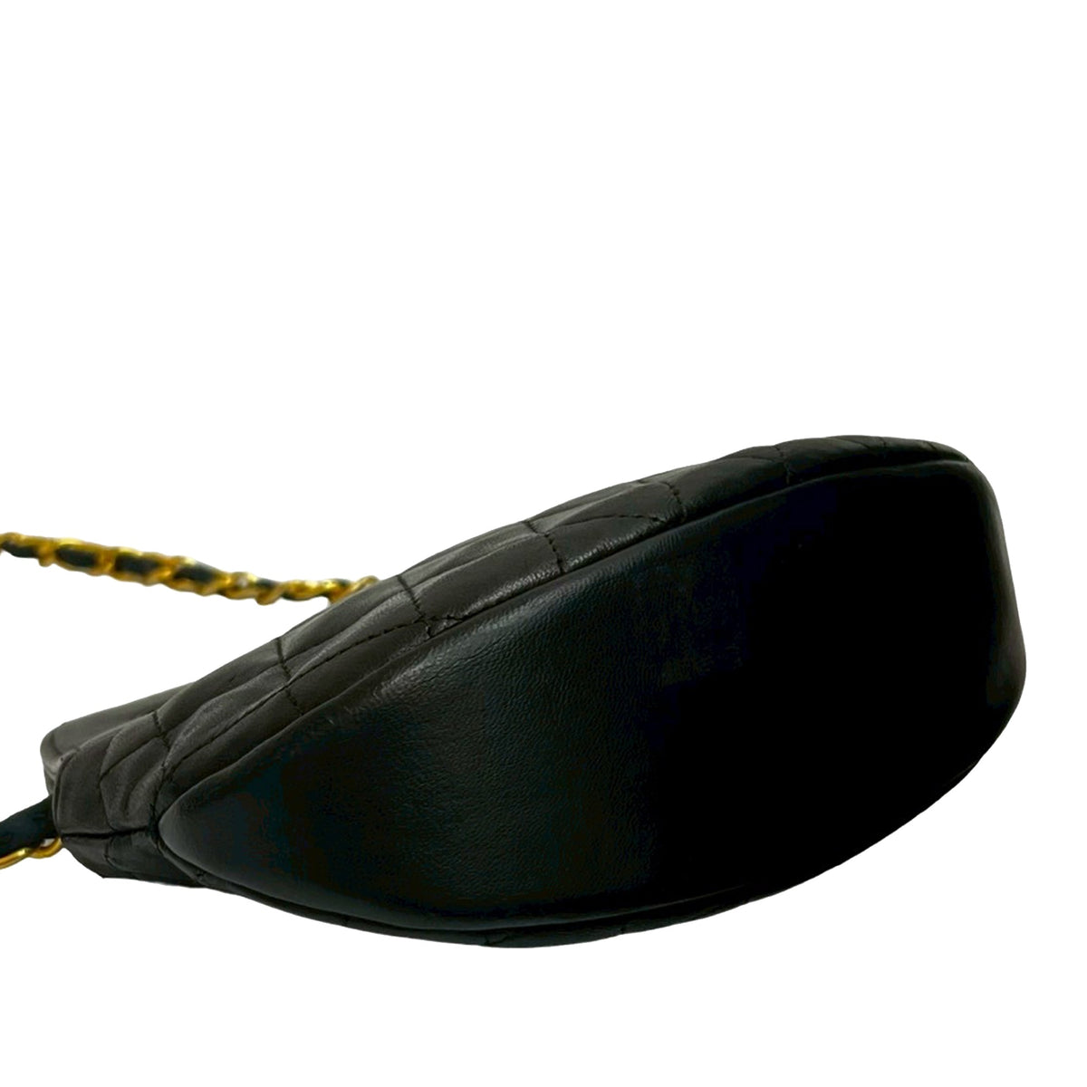 Chanel CC Quilted Lambskin Top Handle Round Frame Bag — Black