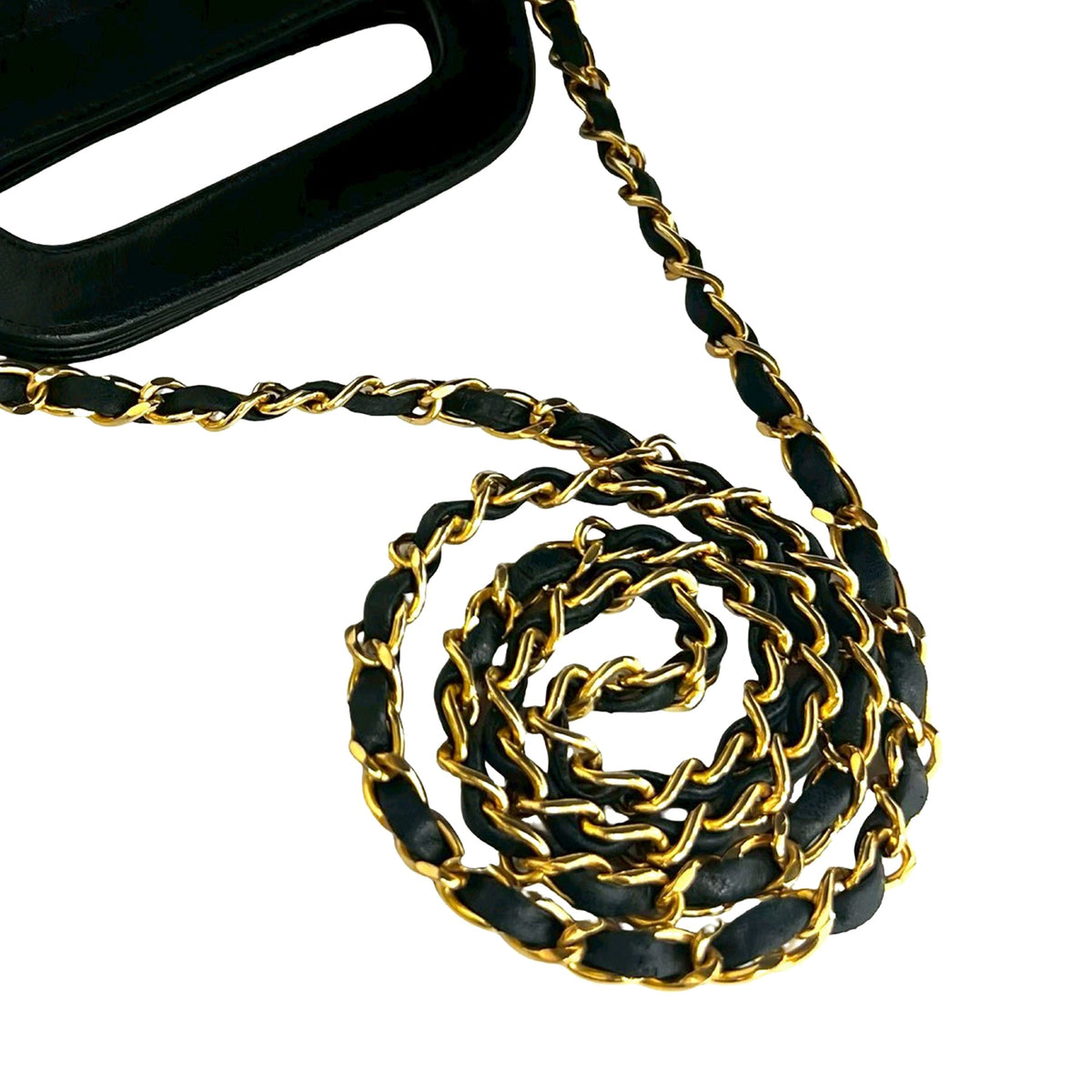 Chanel CC Quilted Lambskin Top Handle Round Frame Bag — Black