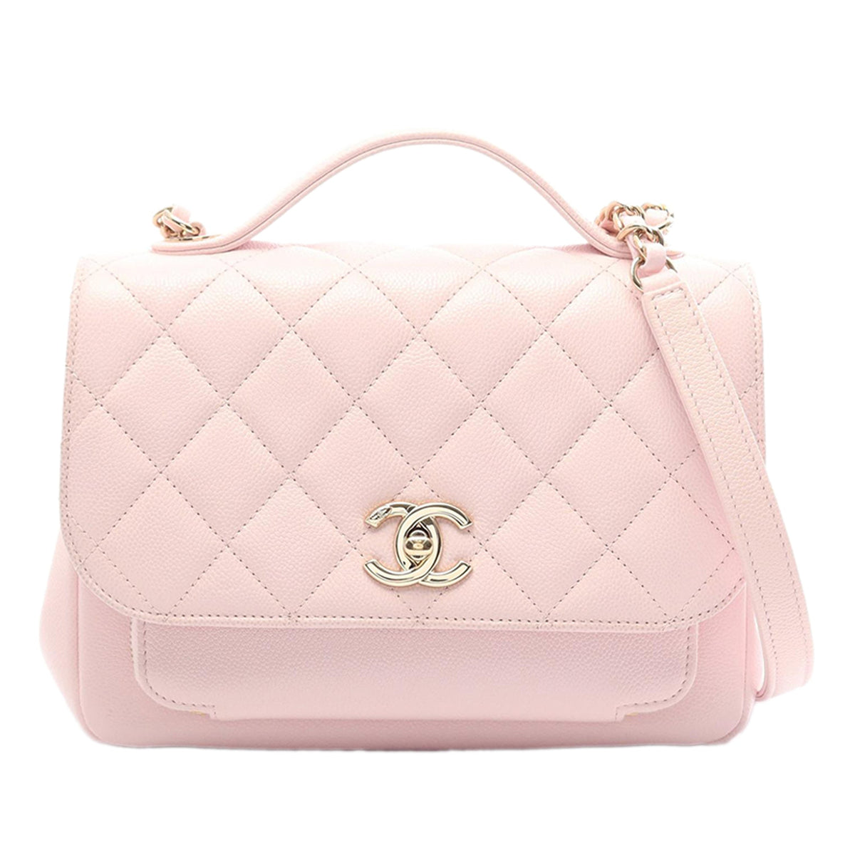Chanel Mini Quilted Caviar Top Handle Flap — Pink