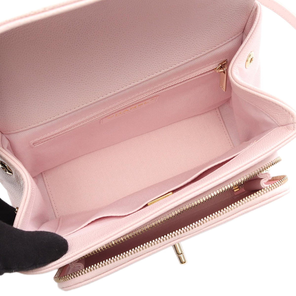 Chanel Mini Quilted Caviar Top Handle Flap — Pink