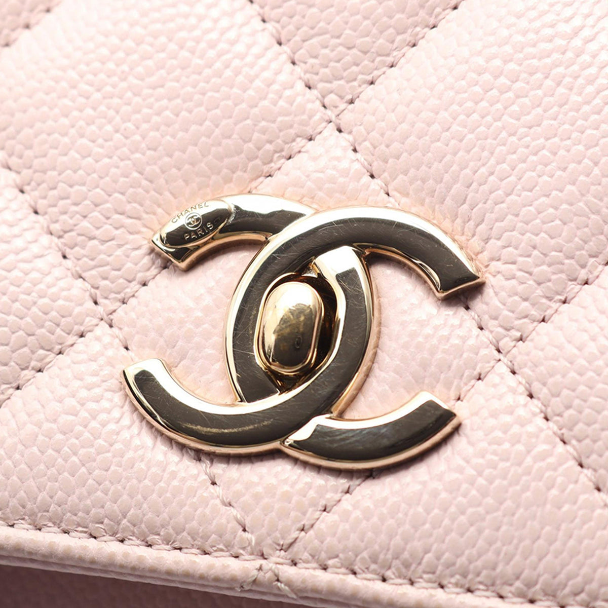 Chanel Mini Quilted Caviar Top Handle Flap — Pink