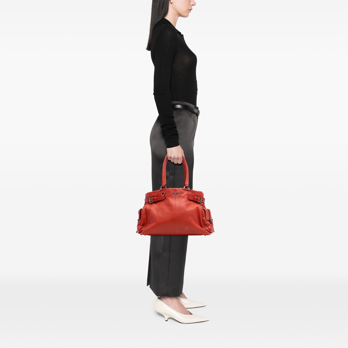 Prada Vitello Daino Side Pocket Tote