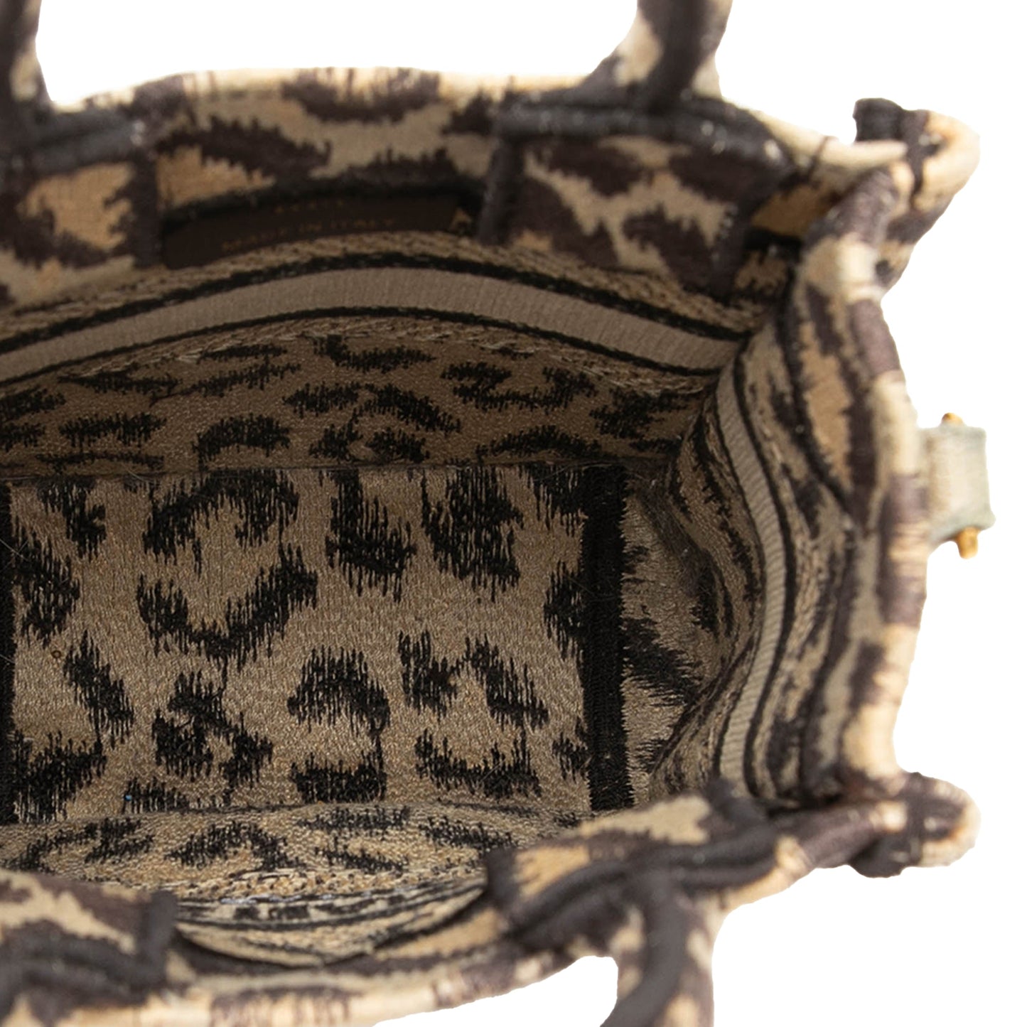 Dior Mizza Mini Embroidered Canvas Leopard Vertical Book Tote