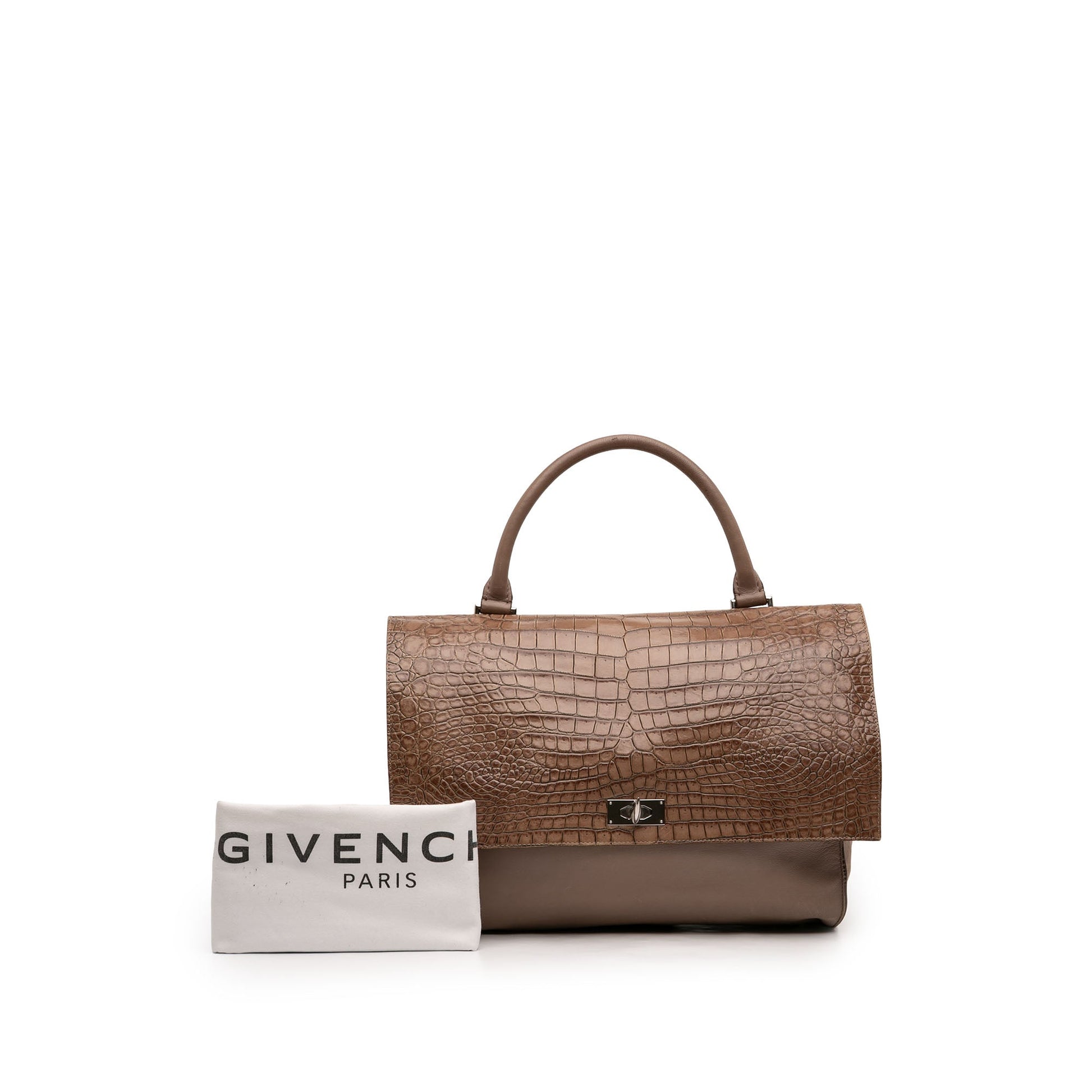Givenchy Medium Croc Embossed Calfskin Shark Lock Satchel