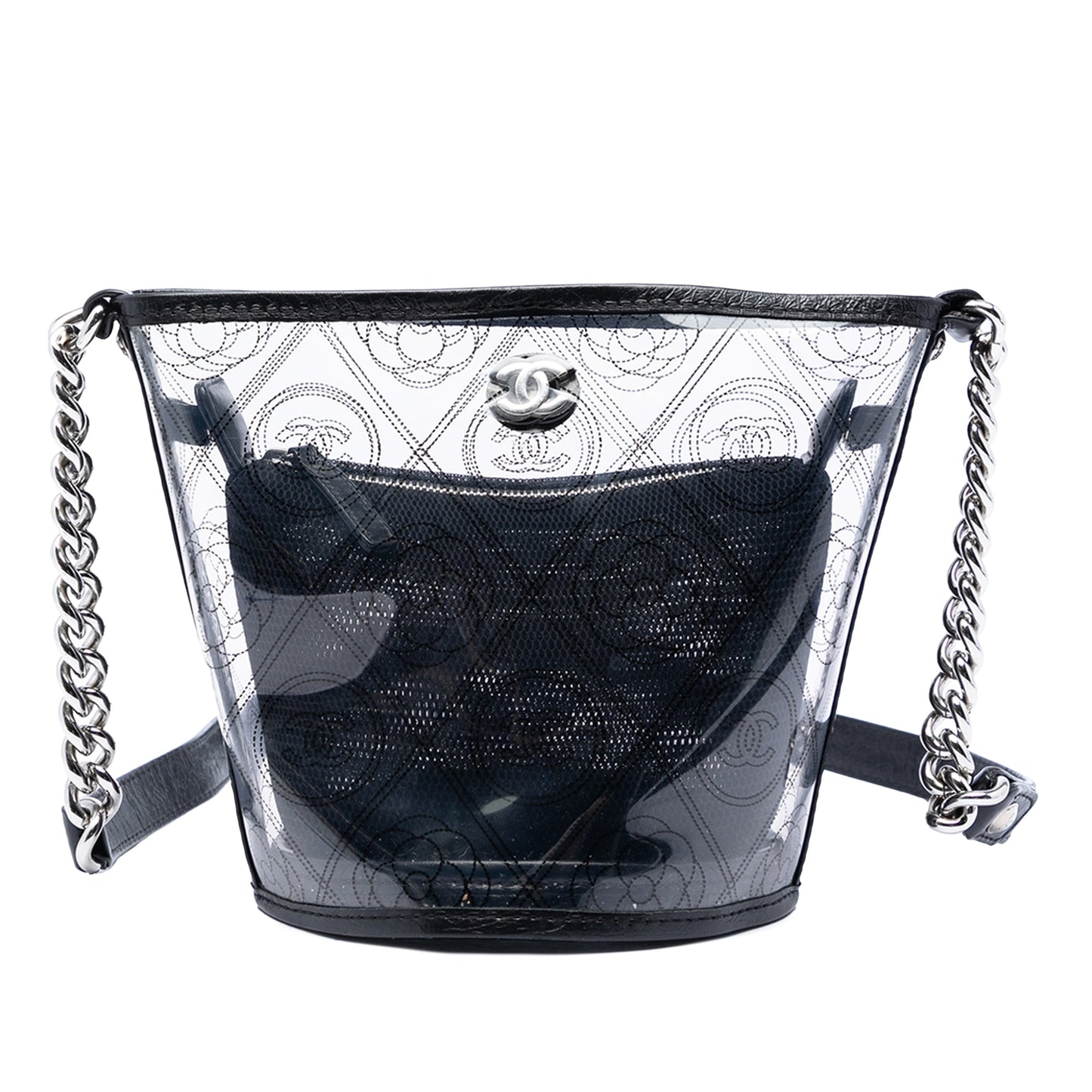 Chanel Small PVC and Crumpled Calfskin Camellia Coco Bucket Bag
