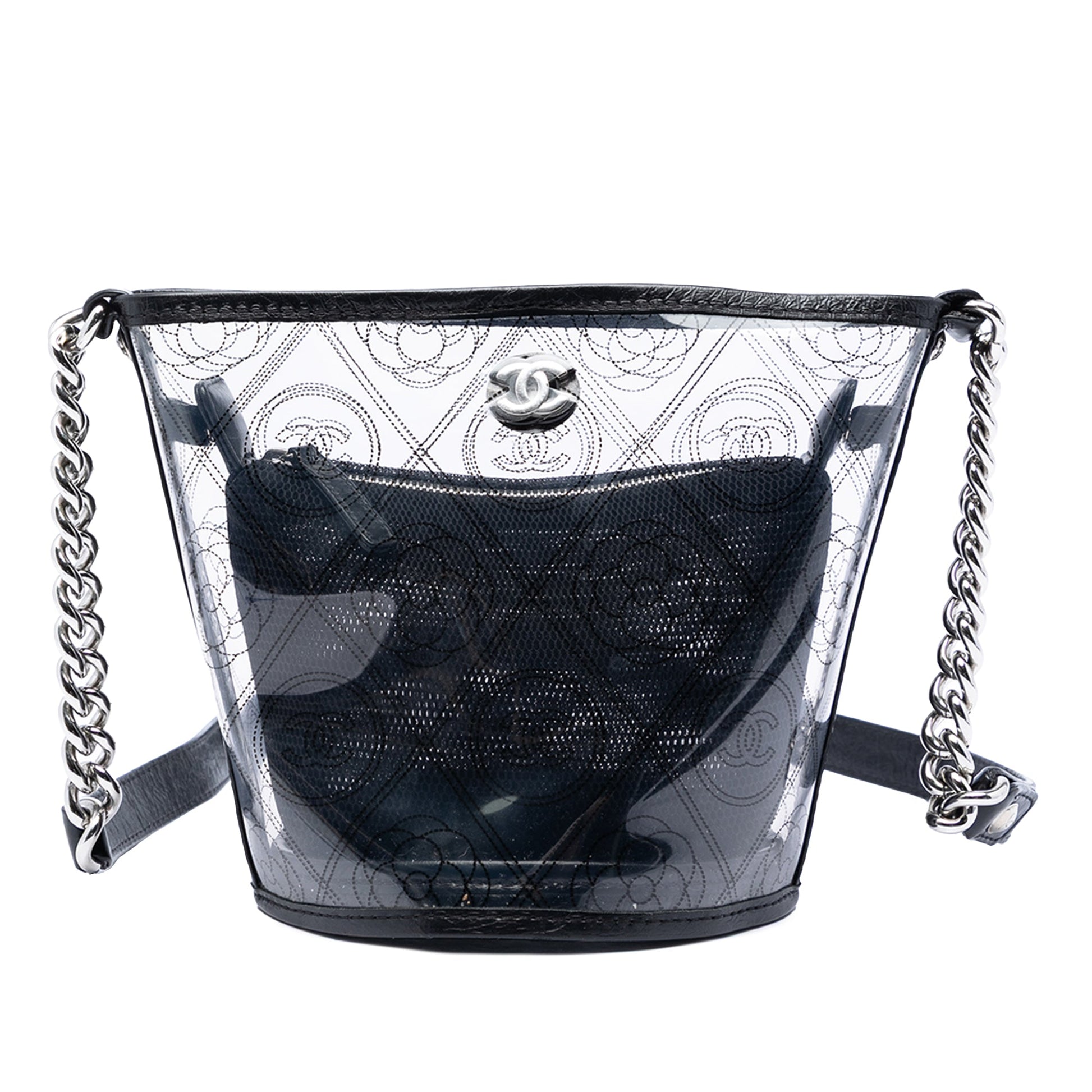 Chanel Small PVC and Crumpled Calfskin Camellia Coco Bucket Bag