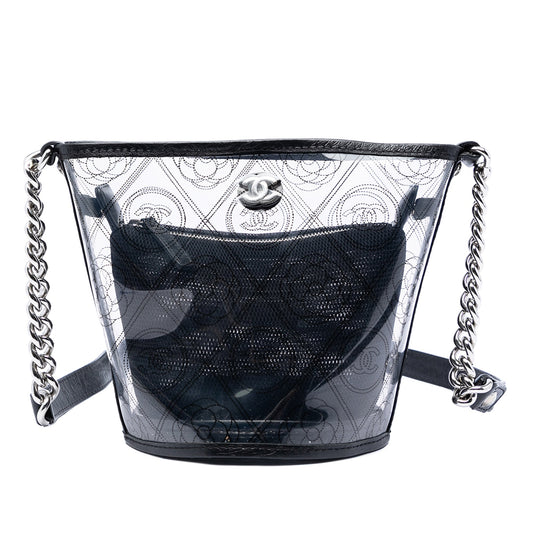Chanel Small PVC and Crumpled Calfskin Camellia Coco Bucket Bag