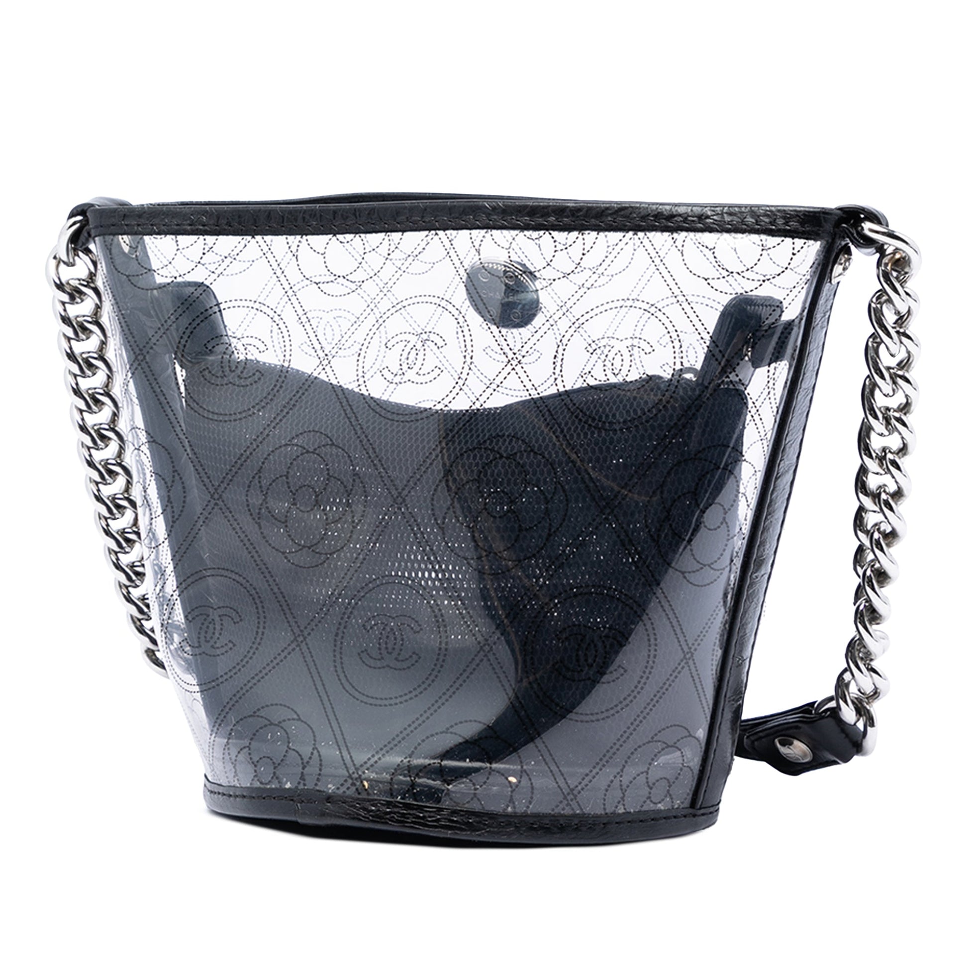 Chanel Small PVC and Crumpled Calfskin Camellia Coco Bucket Bag