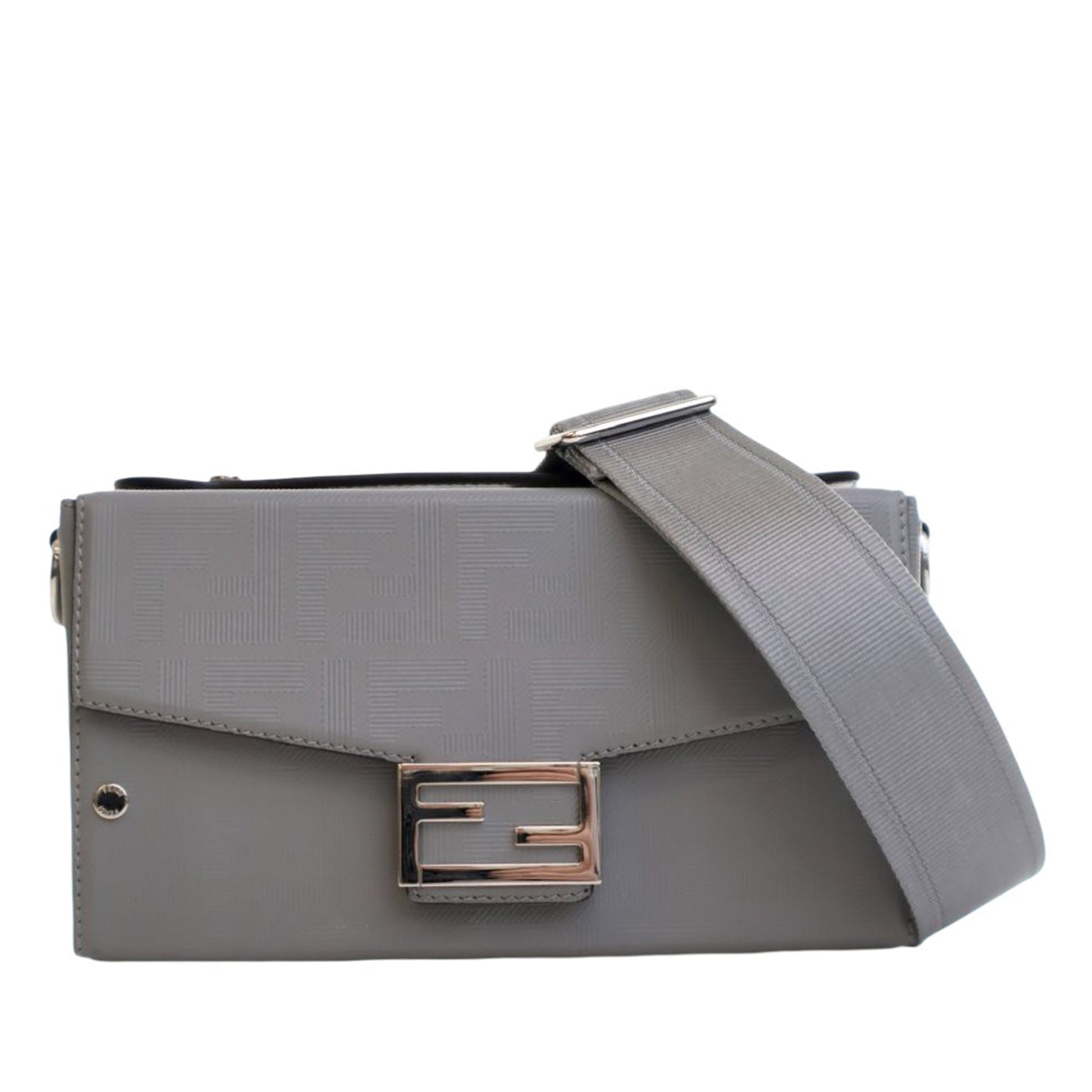 Fendi Zucca Calfskin Soft Trunk Baguette Satchel