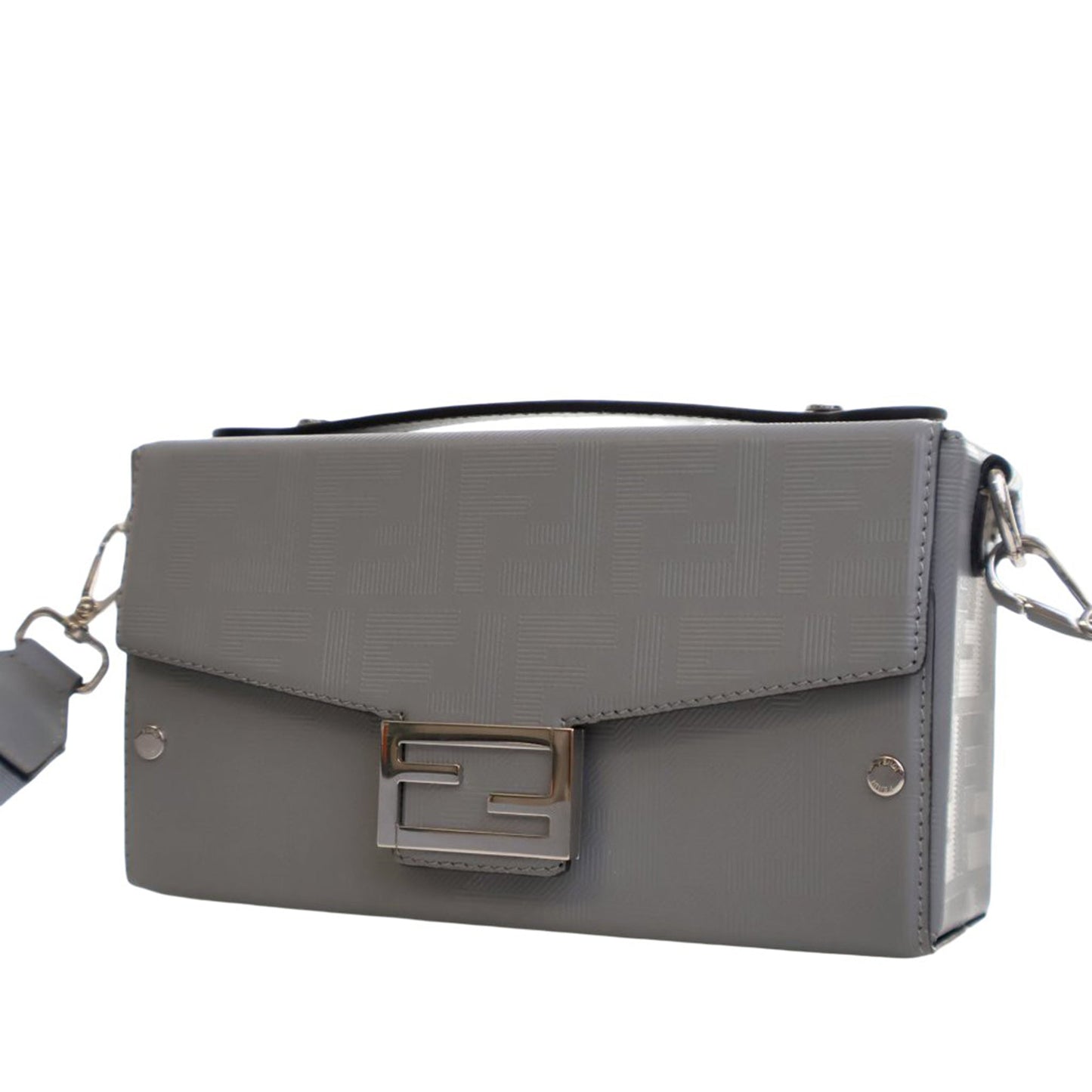 Fendi Zucca Calfskin Soft Trunk Baguette Satchel