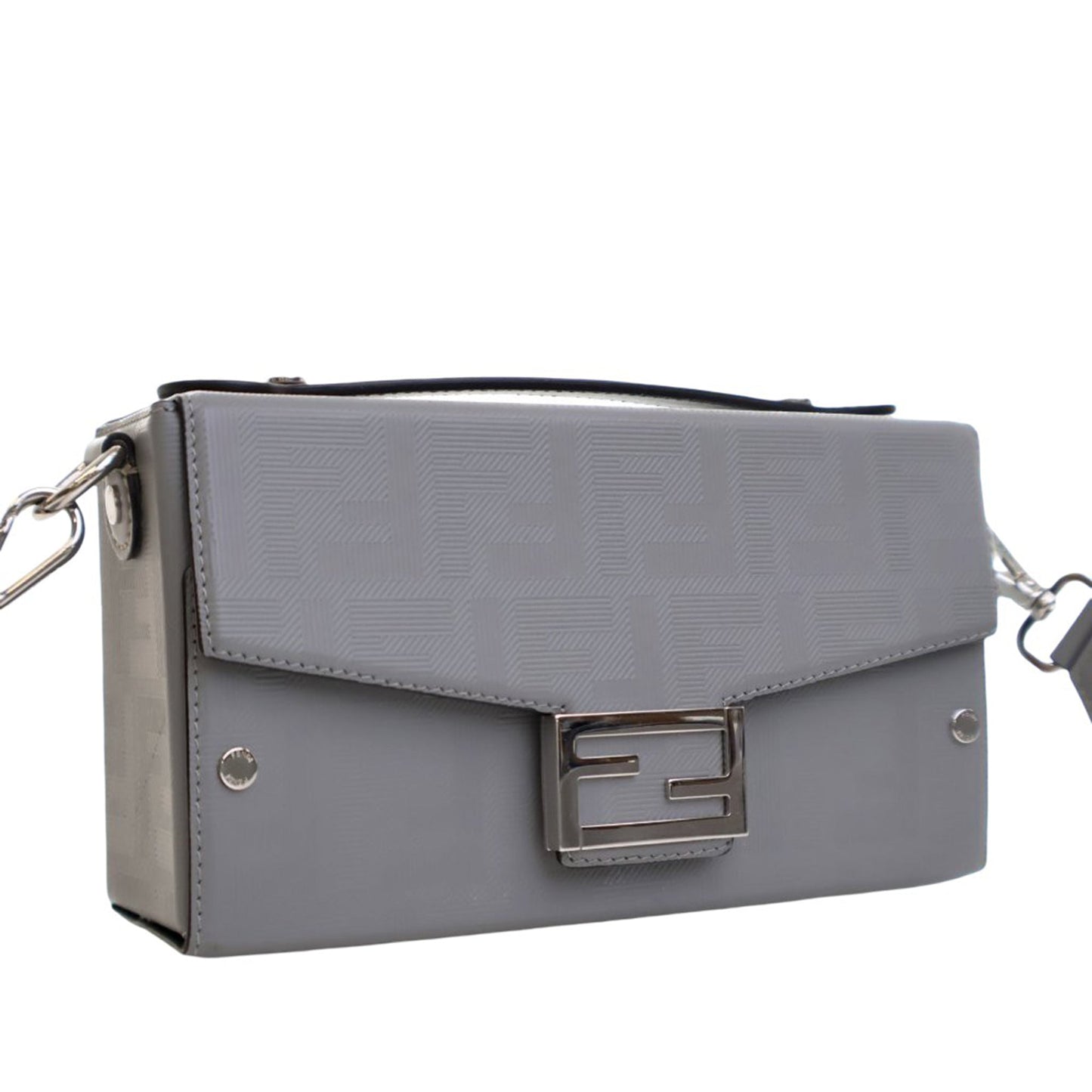Fendi Zucca Calfskin Soft Trunk Baguette Satchel
