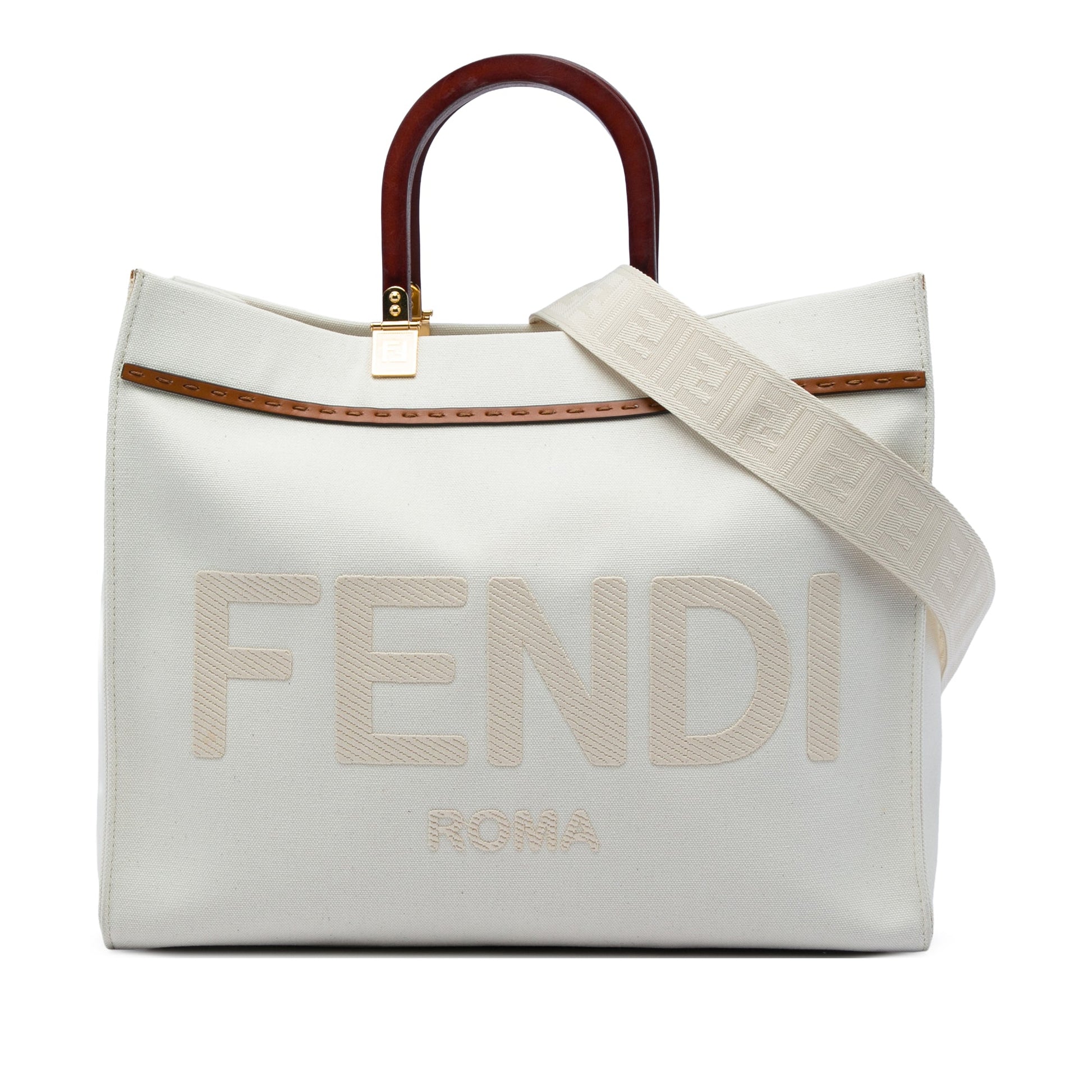 Fendi Medium Canvas Sunshine Shopper Tote