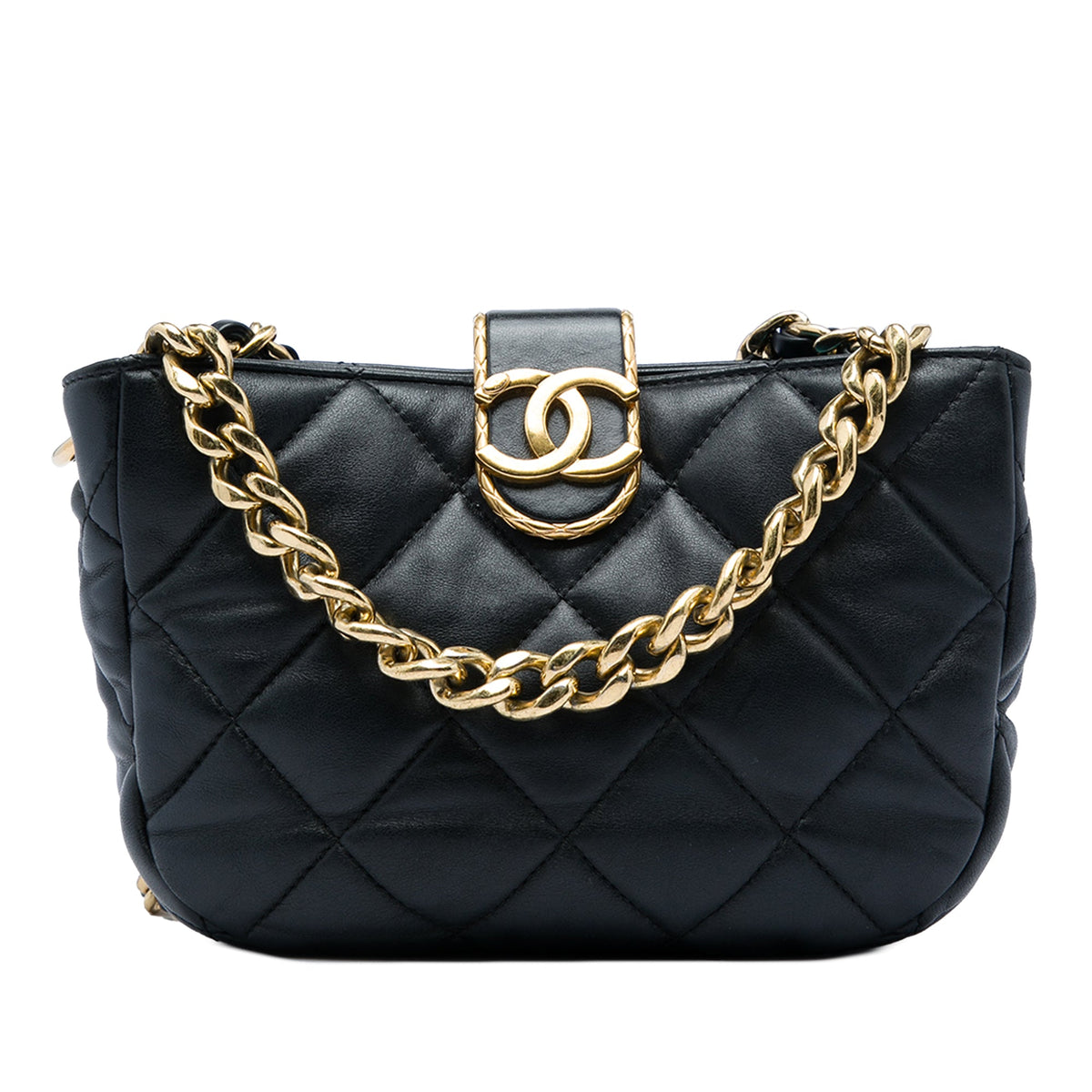 Chanel CC Quilted Lambskin Chain Hobo Bag