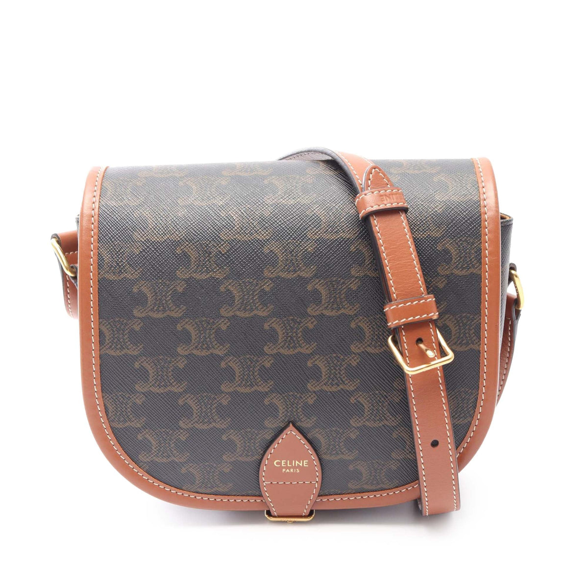 Celine Medium Triomphe Coated Canvas Folco Crossbody