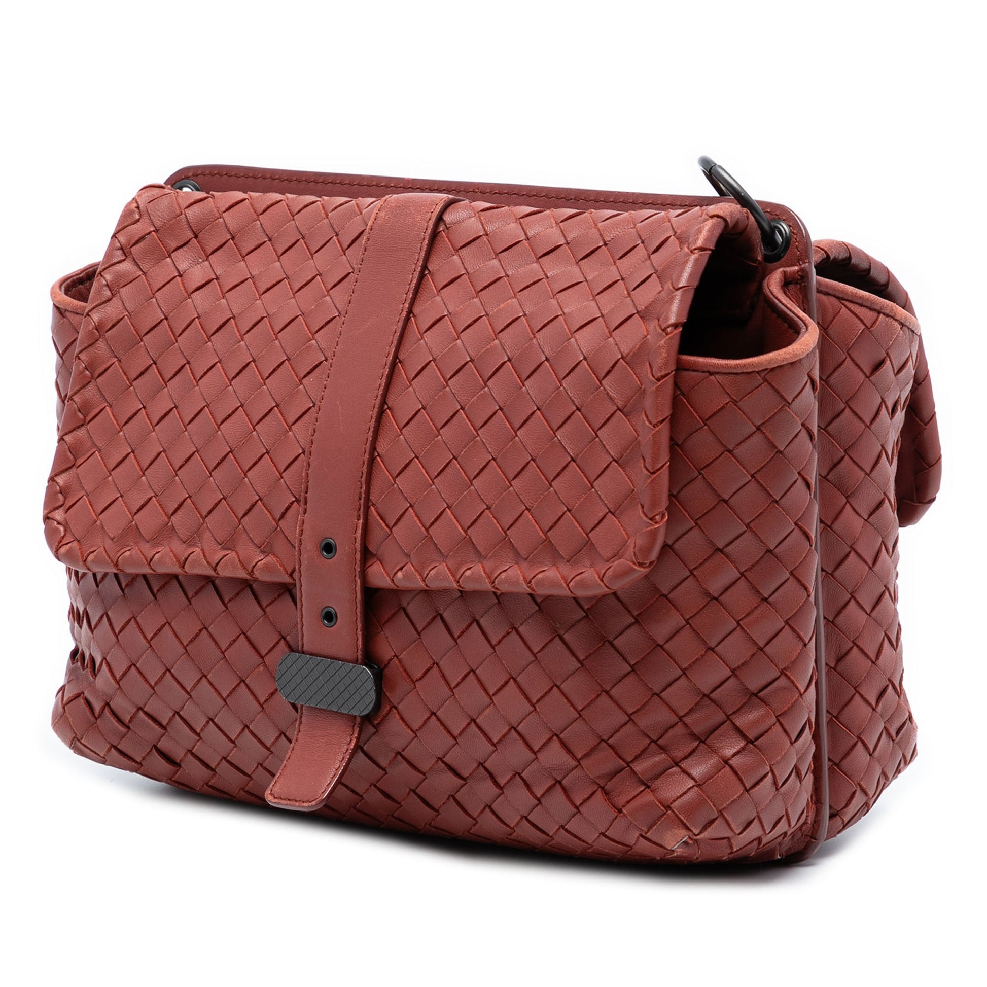 Bottega Veneta Nappa Intrecciato Double Sided Flap Messenger Bag