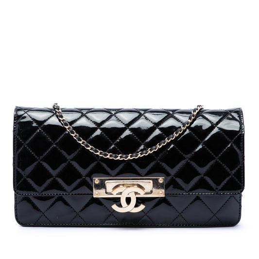 Chanel Quilted Patent Golden Class East West Wallet on Chain