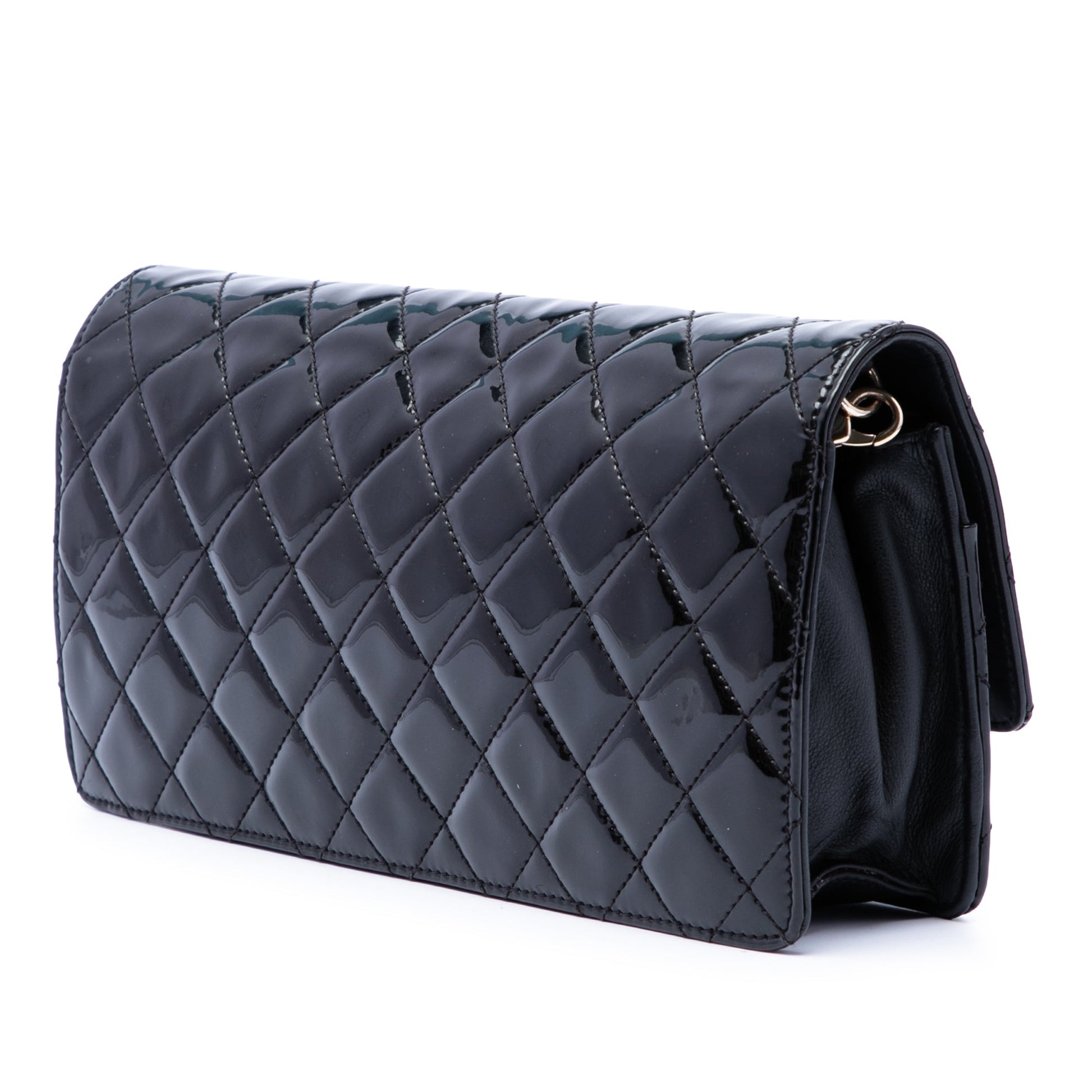 Chanel Quilted Patent Golden Class East West Wallet on Chain