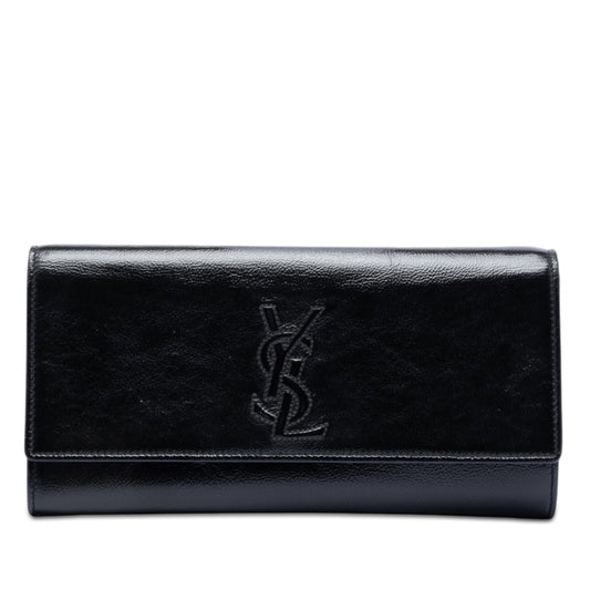 Saint Laurent Small Textured Patent Monogram Belle De Jour Clutch