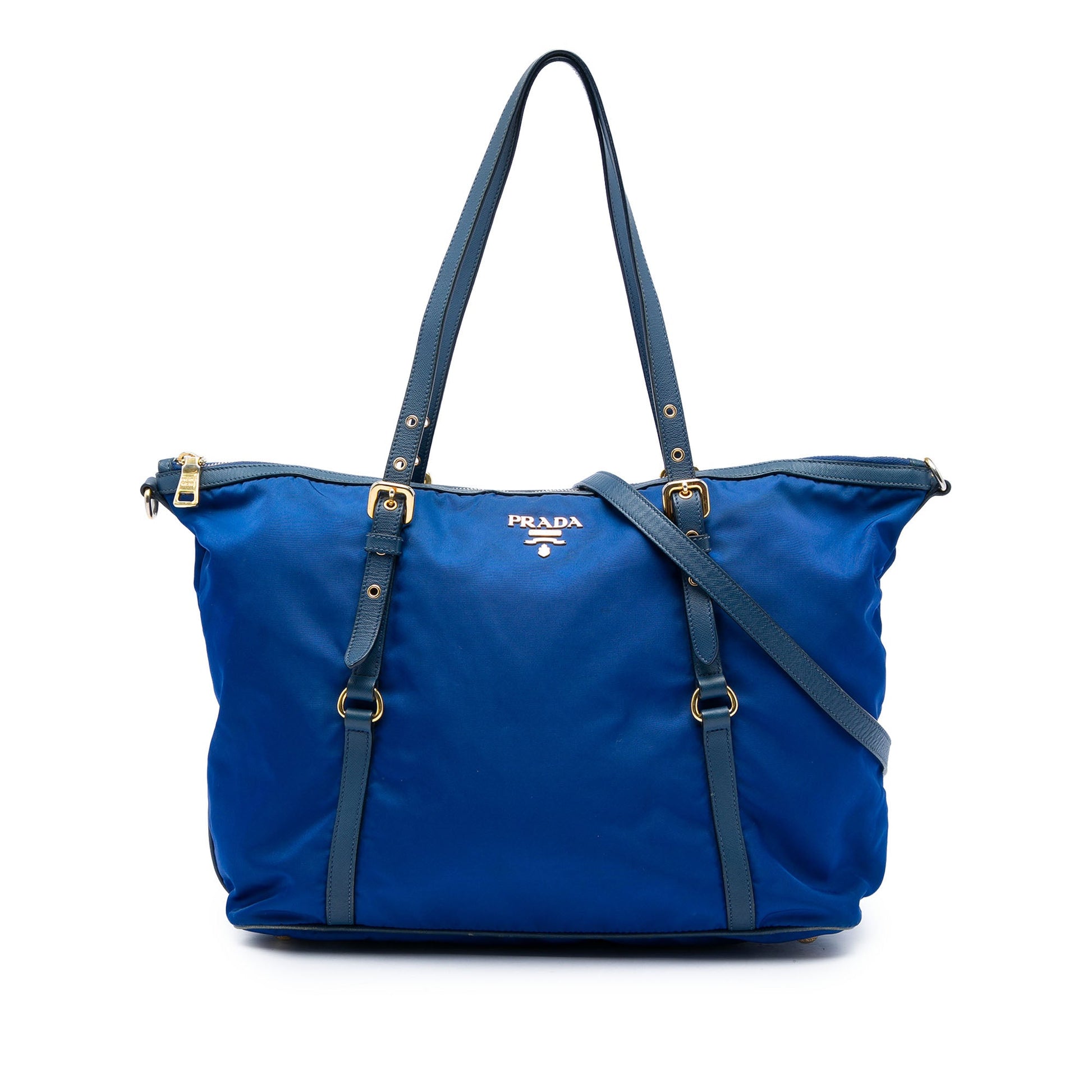 Prada Saffiano Trimmed Tessuto Zip Top Convertible Tote