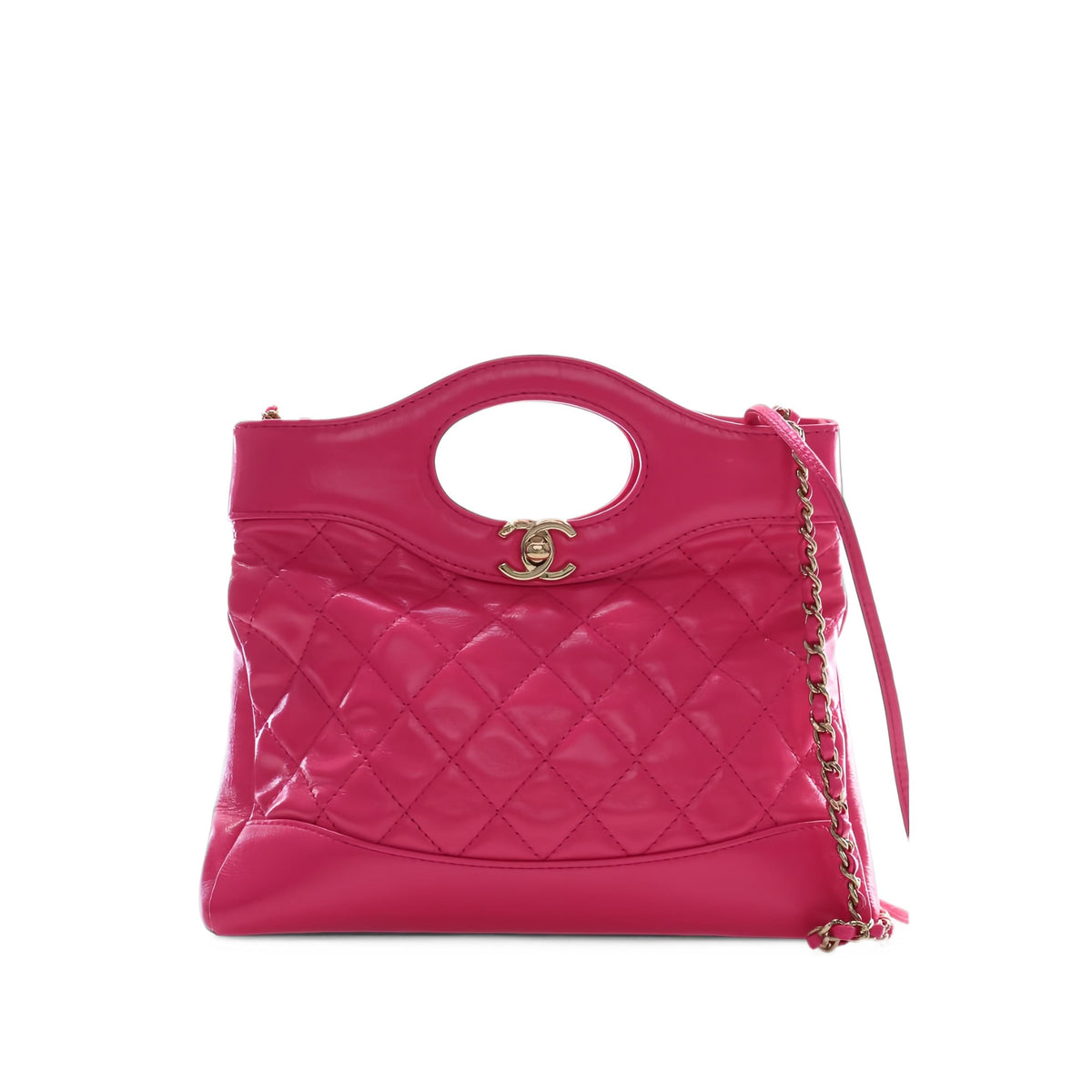Chanel Large Quilted Glazed Calfskin 31 Shopping Bag — Pink