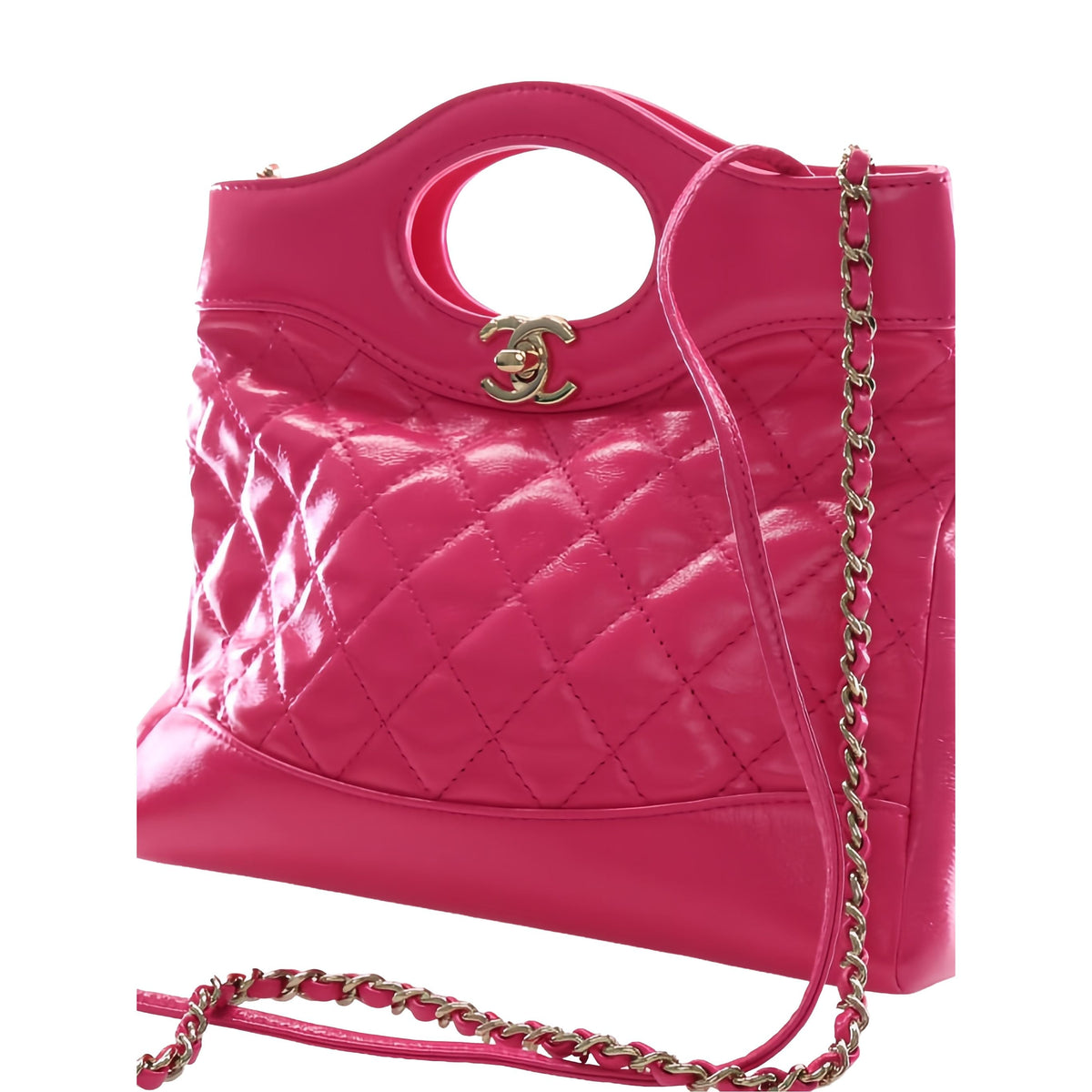 Chanel Large Quilted Glazed Calfskin 31 Shopping Bag — Pink