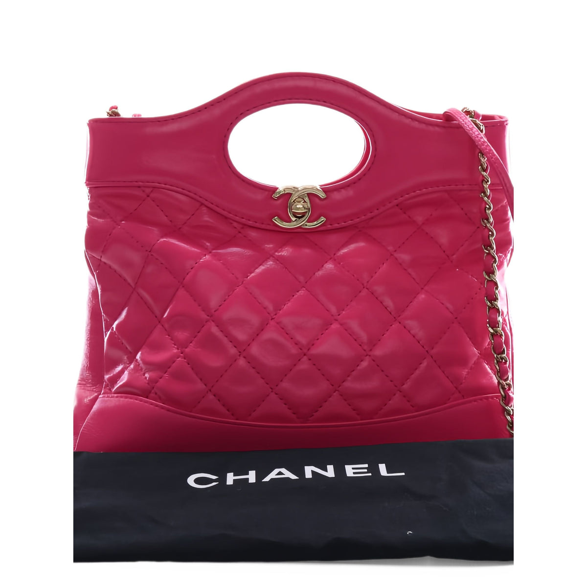 Chanel Large Quilted Glazed Calfskin 31 Shopping Bag — Pink