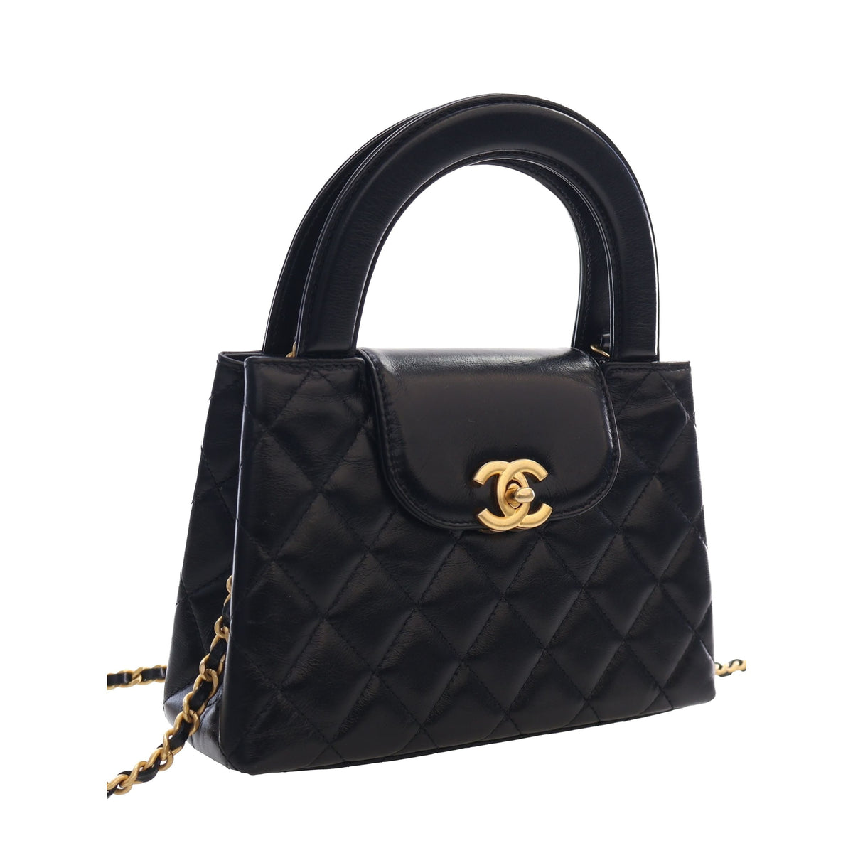 Chanel Nano Aged Calfskin Kelly Shopper Bag — Black