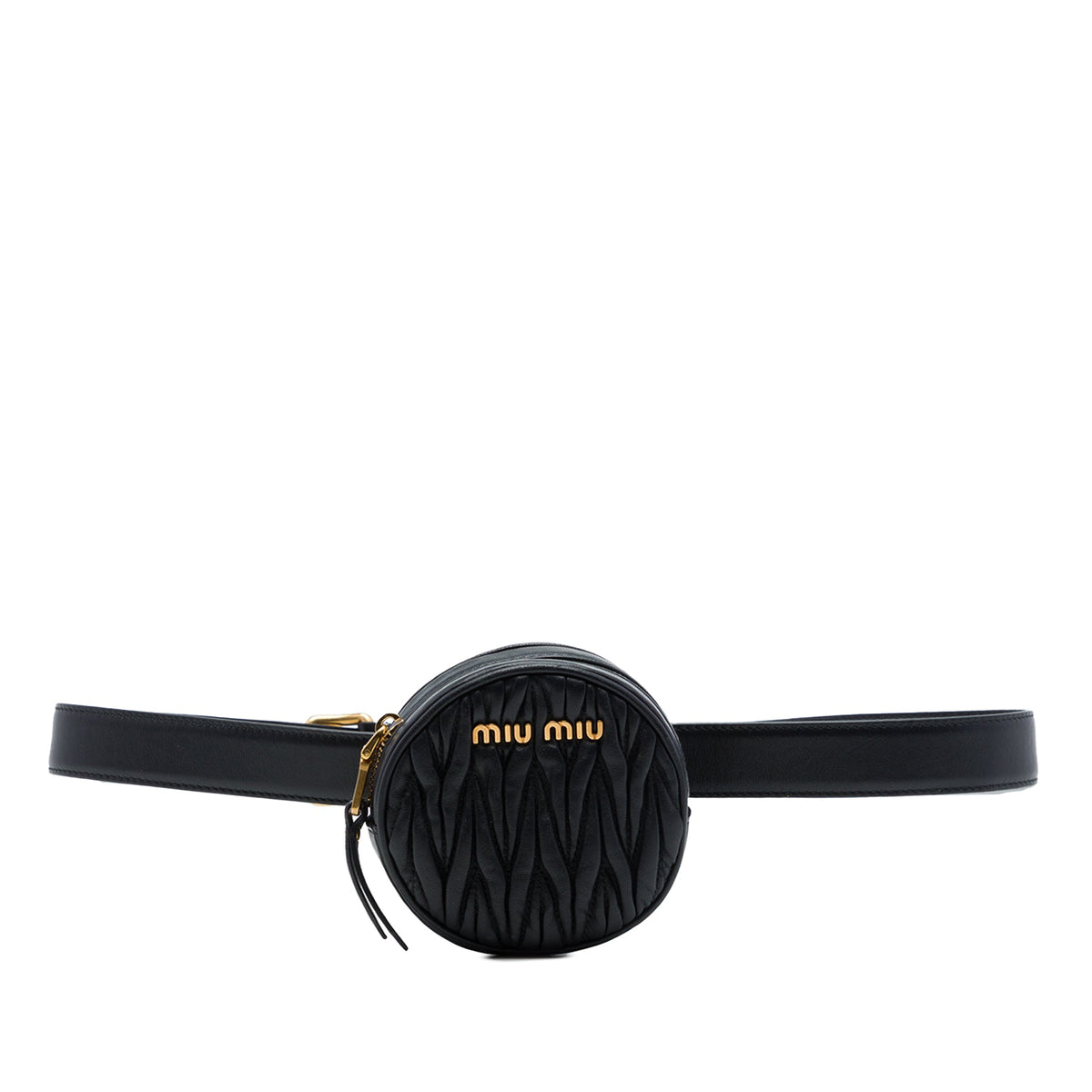 Miu Miu Matelasse Nappa Round Belt Bag — Black