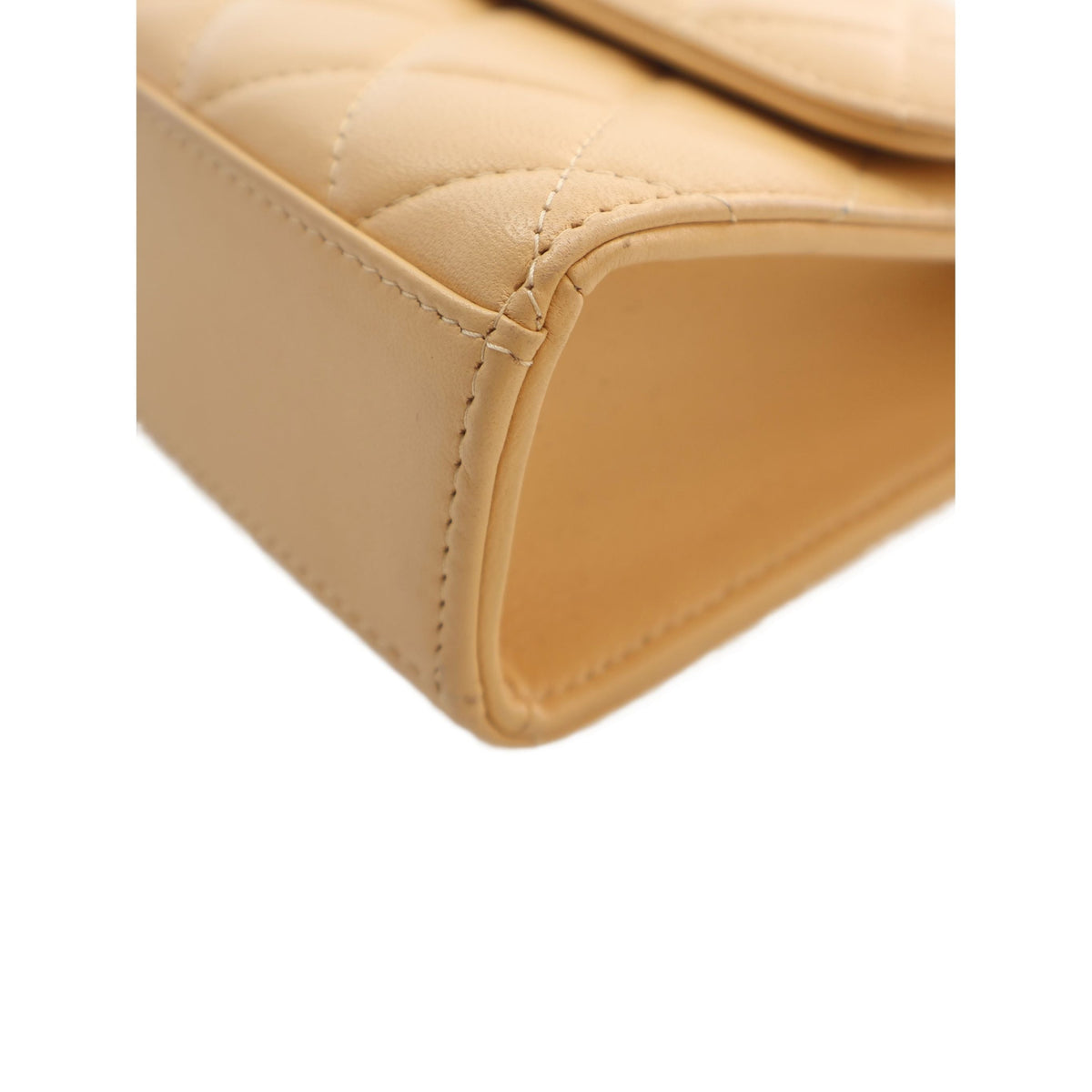 Chanel CC Quilted Lambskin Faux Pearl Top Handle Flap — Beige