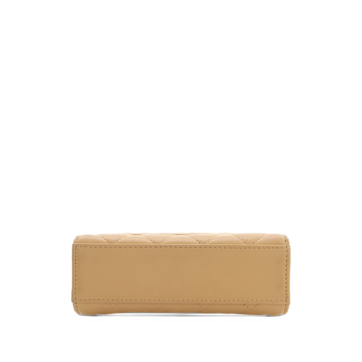 Chanel CC Quilted Lambskin Faux Pearl Top Handle Flap — Beige