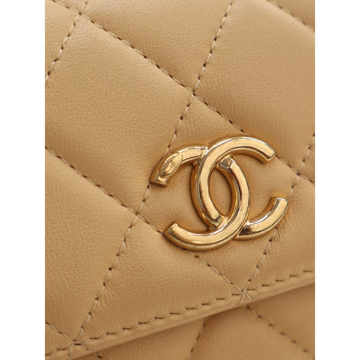 Chanel CC Quilted Lambskin Faux Pearl Top Handle Flap — Beige