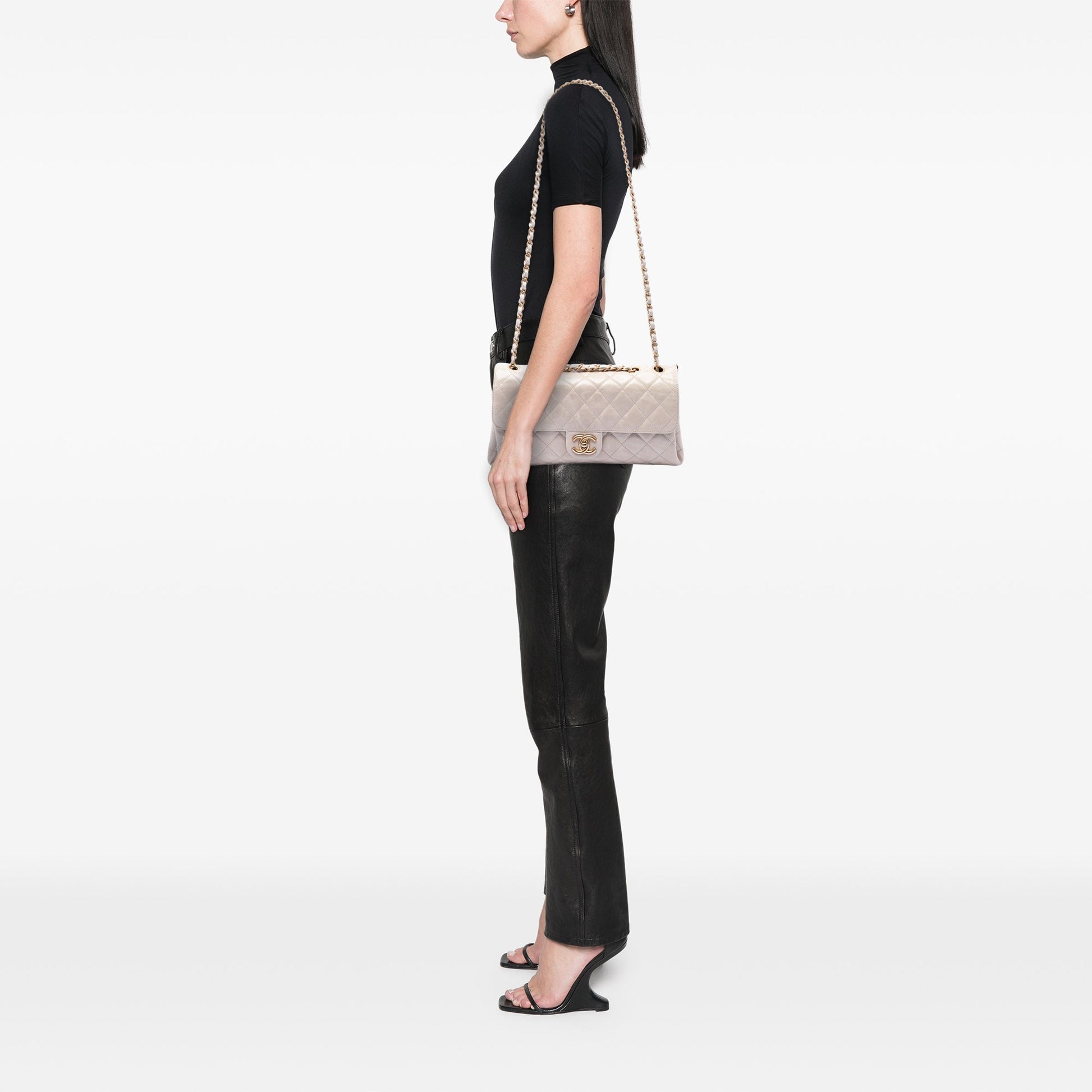 Chanel Jumbo CC Quilted Calfskin Straight Flap