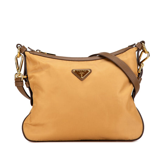 Prada Saffiano Trimmed Tessuto Zip Top Crossbody