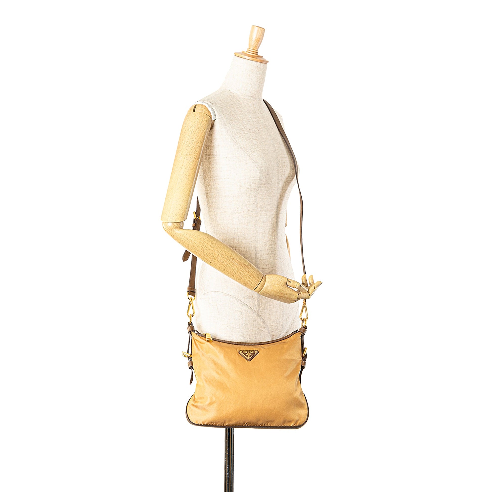 Prada Saffiano Trimmed Tessuto Zip Top Crossbody