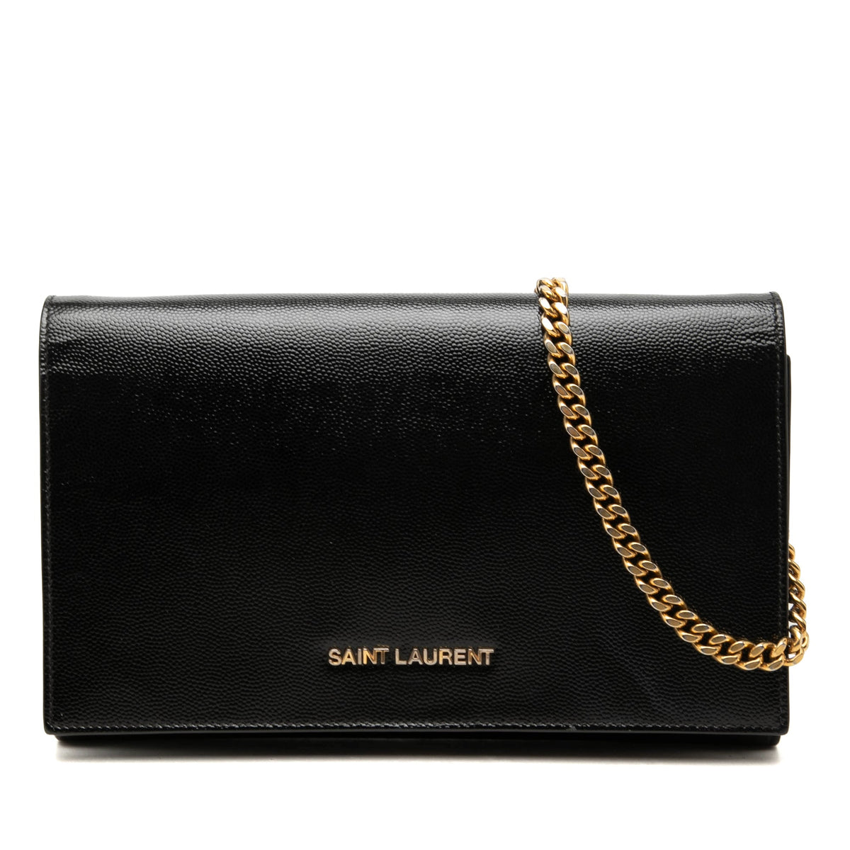 Saint Laurent Grained Calfskin Classic Letters Wallet on Chain