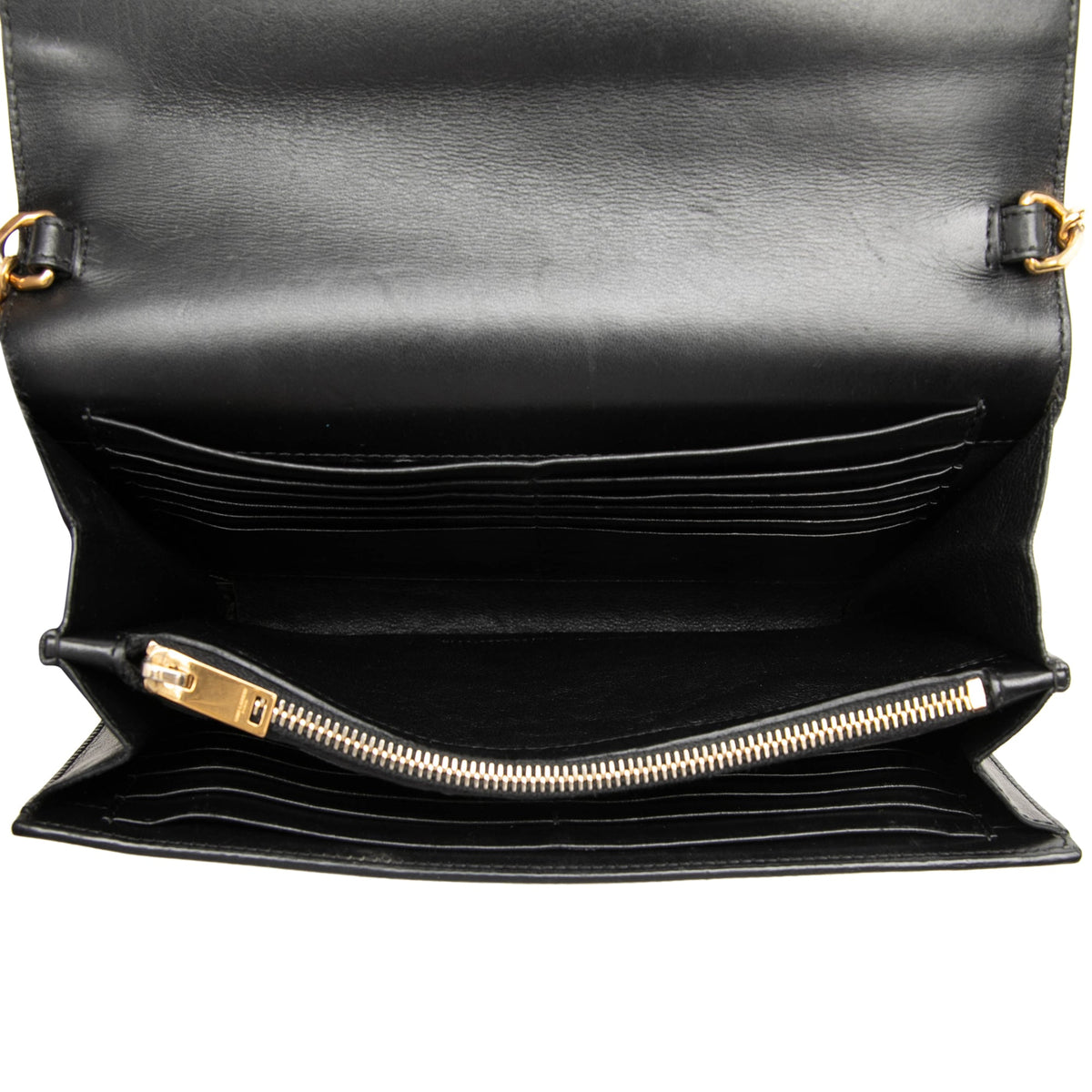 Saint Laurent Grained Calfskin Classic Letters Wallet on Chain