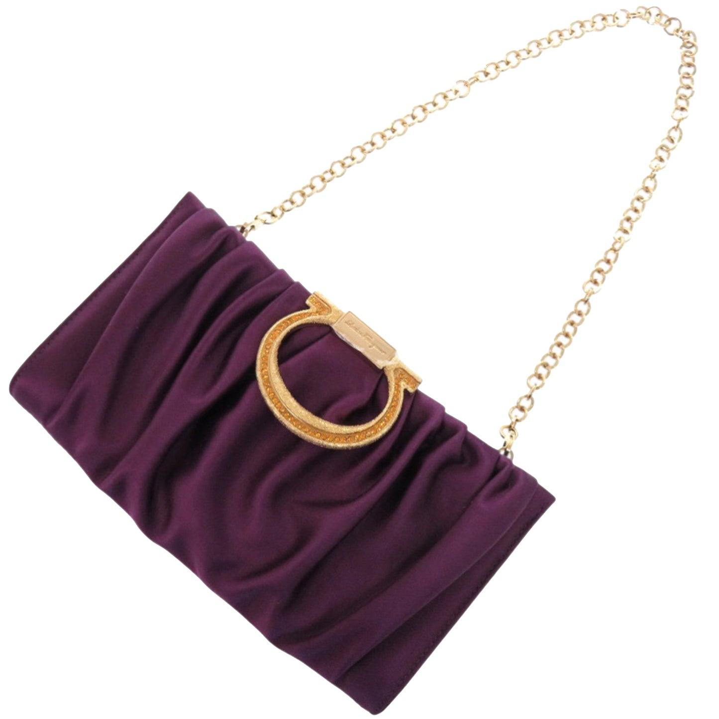 Ferragamo Satin Gancini Clutch with Chain
