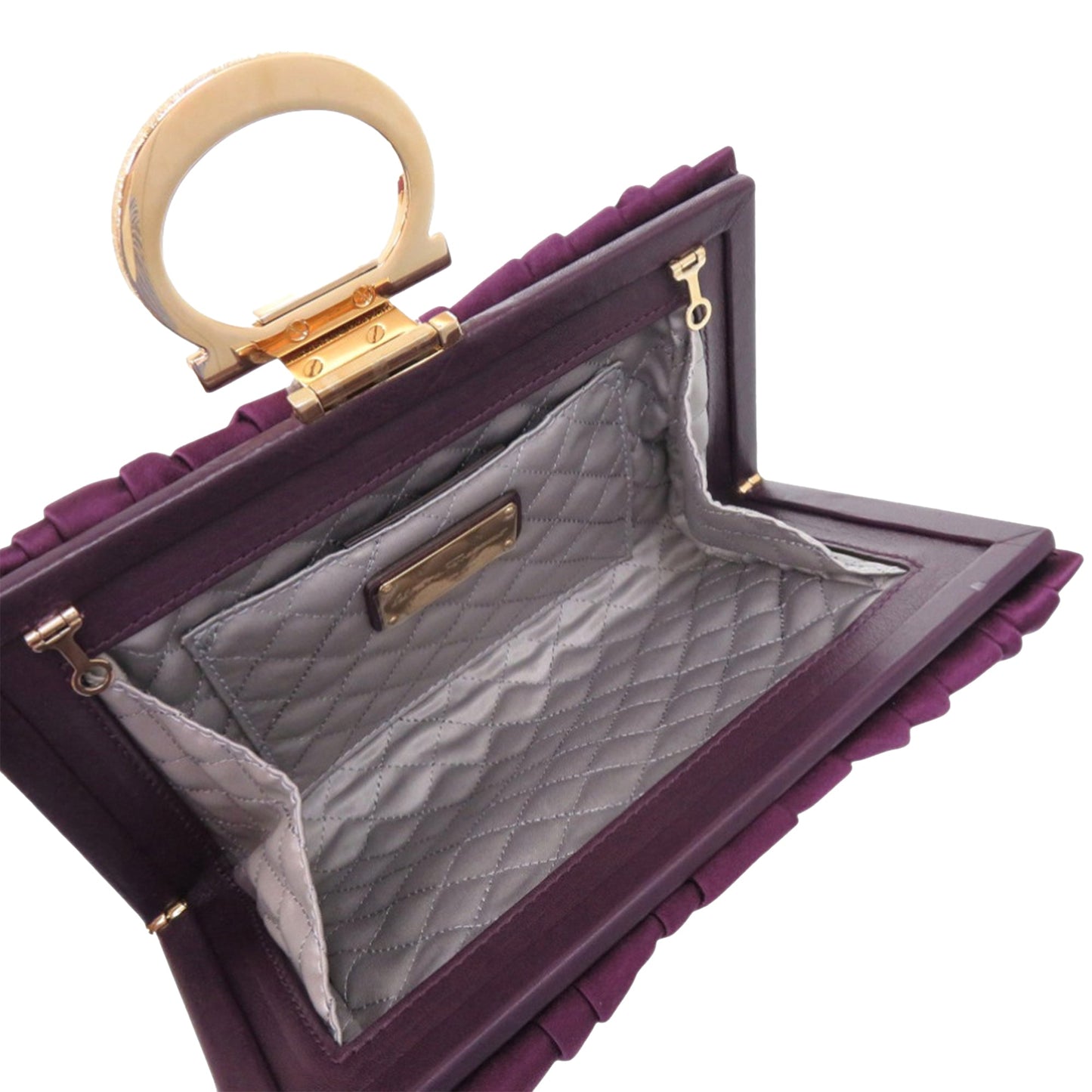 Ferragamo Satin Gancini Clutch with Chain