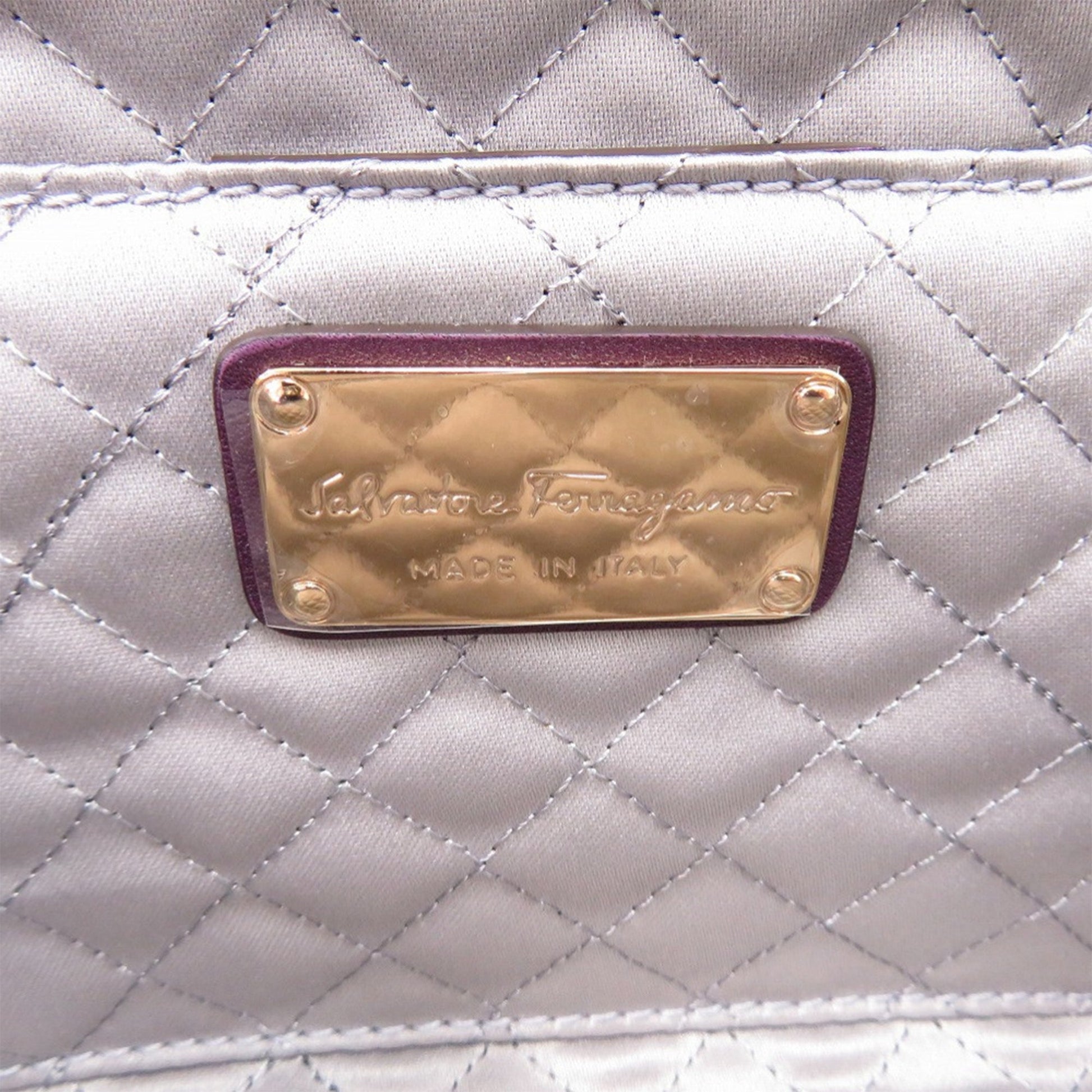 Ferragamo Satin Gancini Clutch with Chain