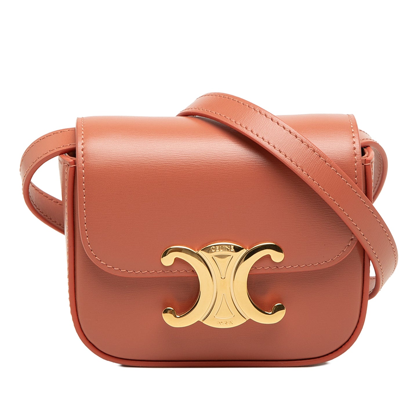 Celine Mini Shiny Calfskin Triomphe Crossbody