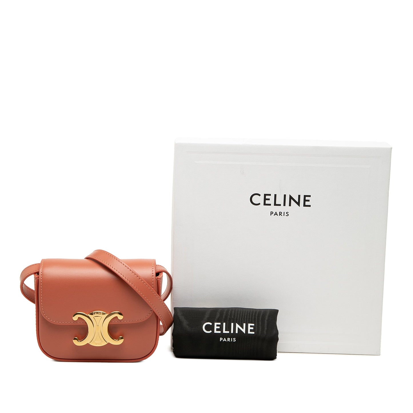 Celine Mini Shiny Calfskin Triomphe Crossbody
