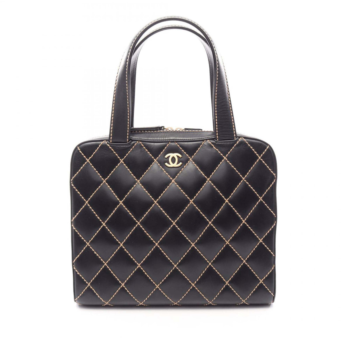 Chanel CC Lambskin Wild Stitch Handbag — Black