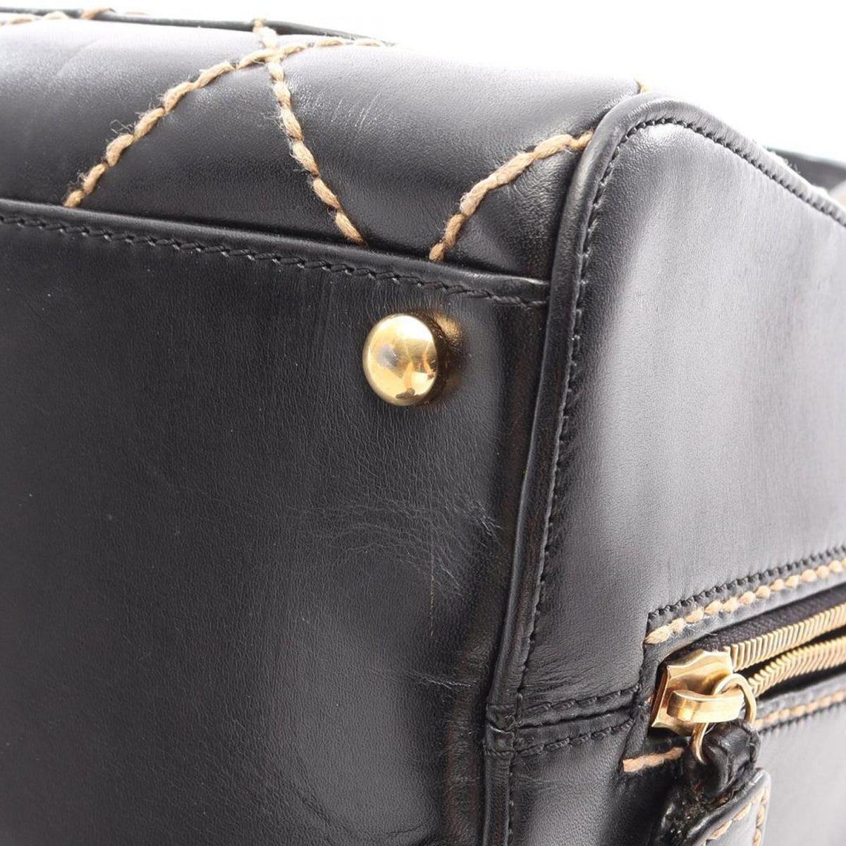 Chanel CC Lambskin Wild Stitch Handbag — Black