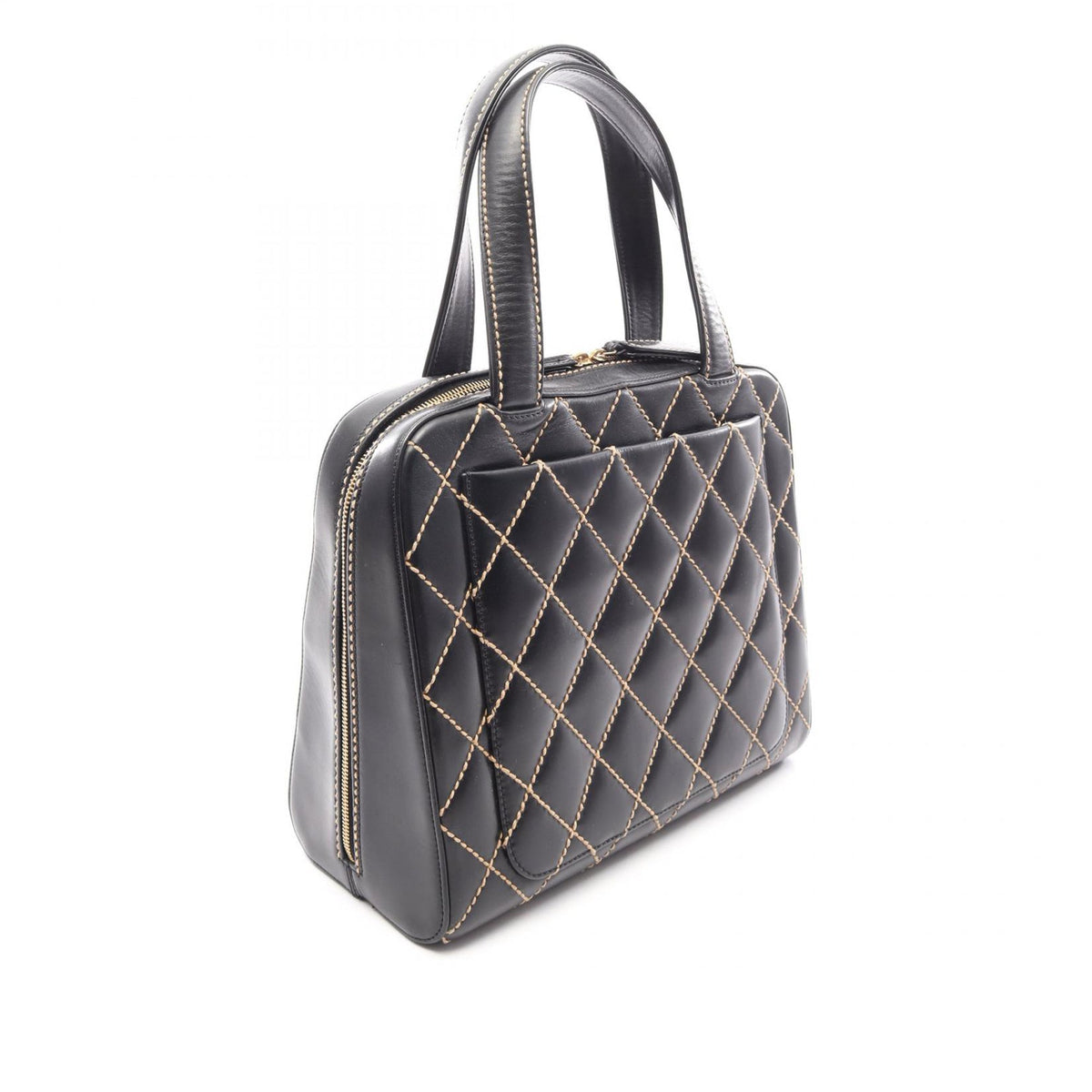 Chanel CC Lambskin Wild Stitch Handbag — Black