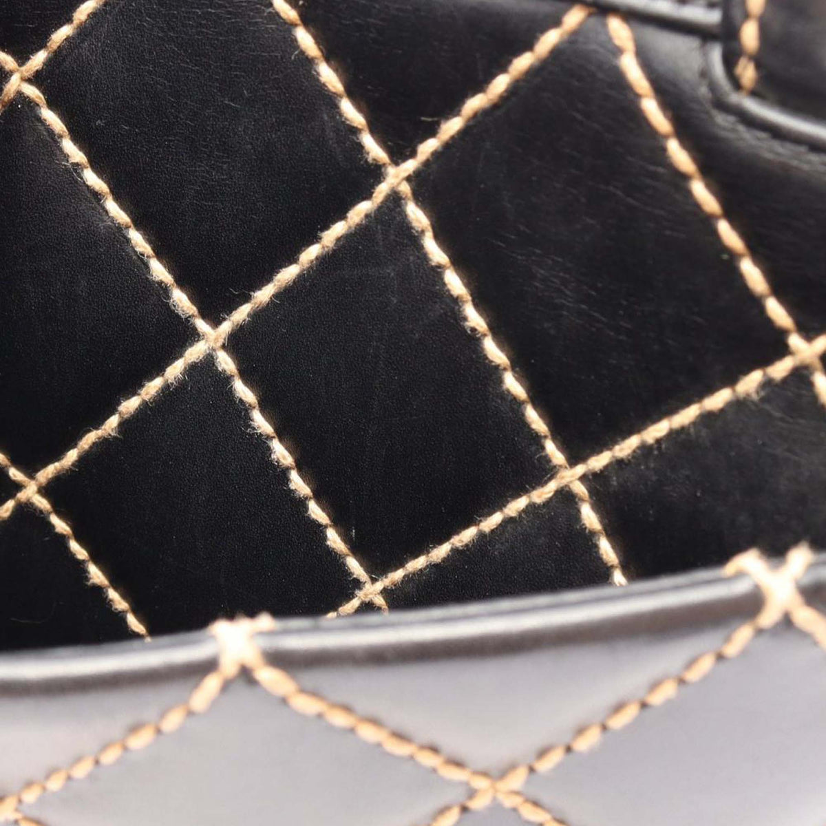 Chanel CC Lambskin Wild Stitch Handbag — Black