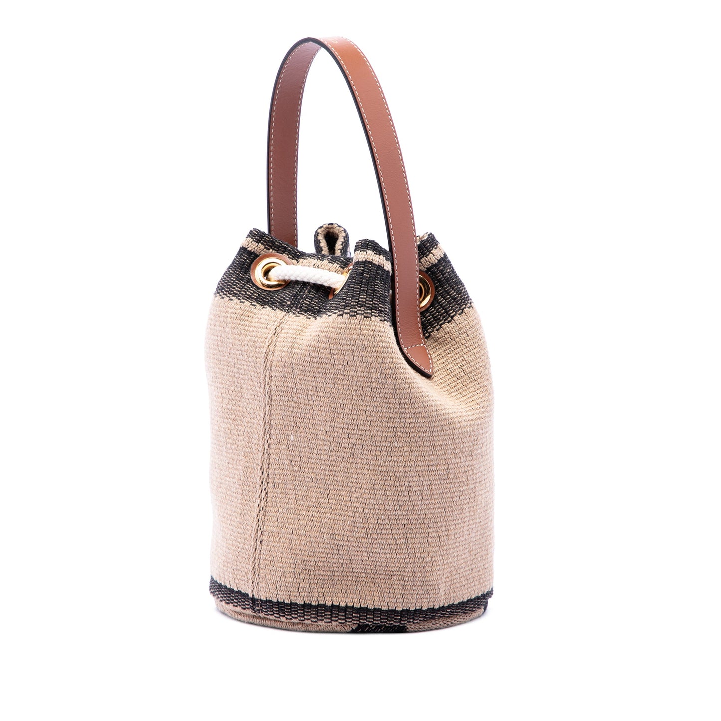 Celine Small Triomphe Raffia Drawstring Bucket Bag