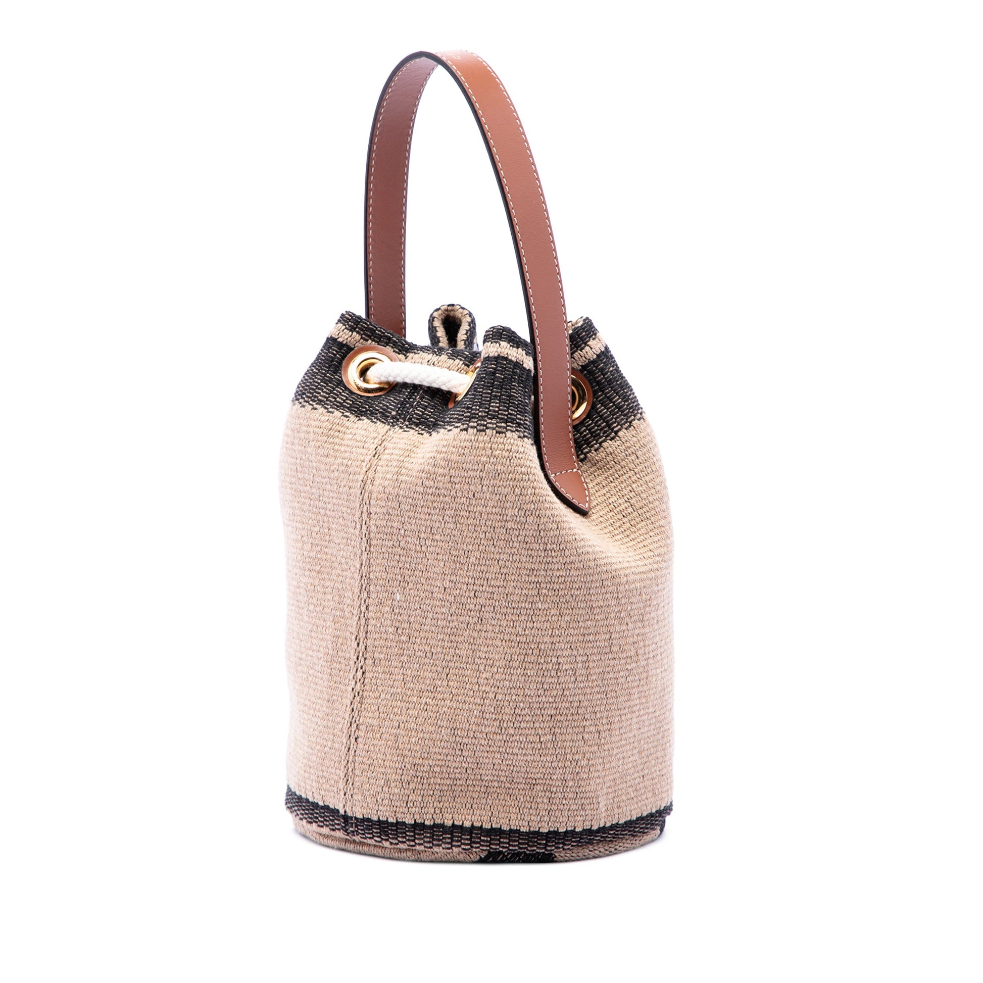 Celine Small Triomphe Raffia Drawstring Bucket Bag