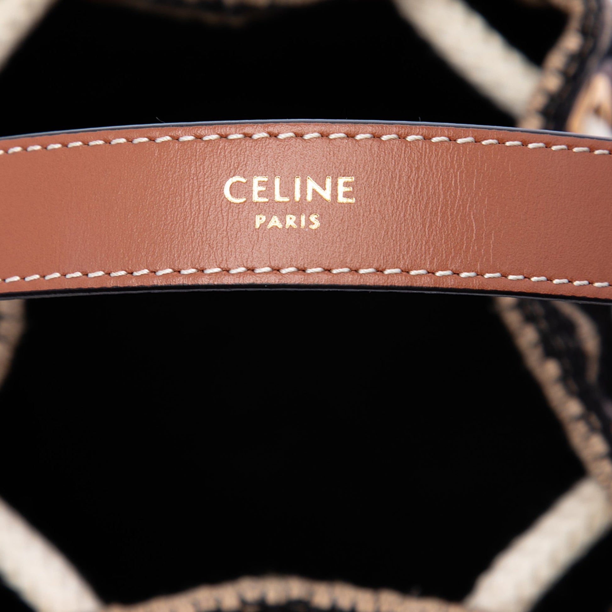 Celine Small Triomphe Raffia Drawstring Bucket Bag
