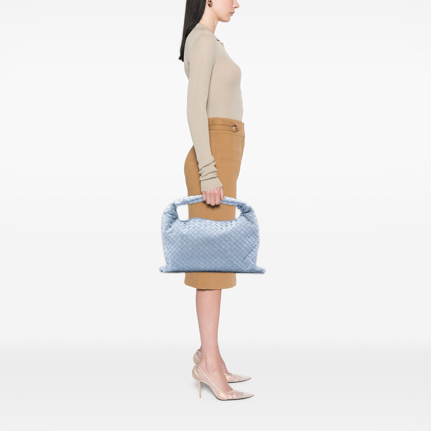 Bottega Veneta Small Suede Intrecciato Hop Hobo