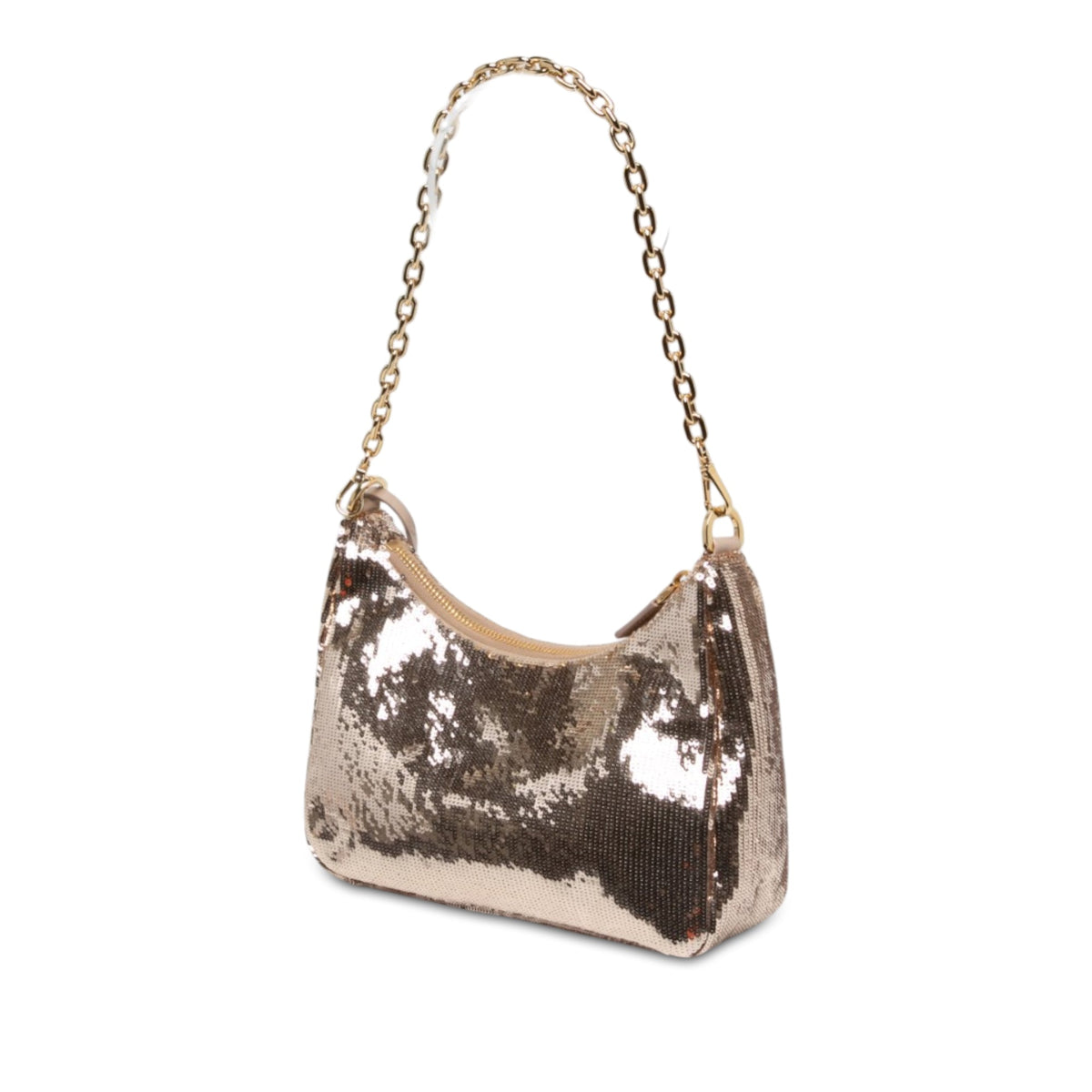 Prada Sequin Embellished Re Nylon Re Edition 2005 Satchel — Gold